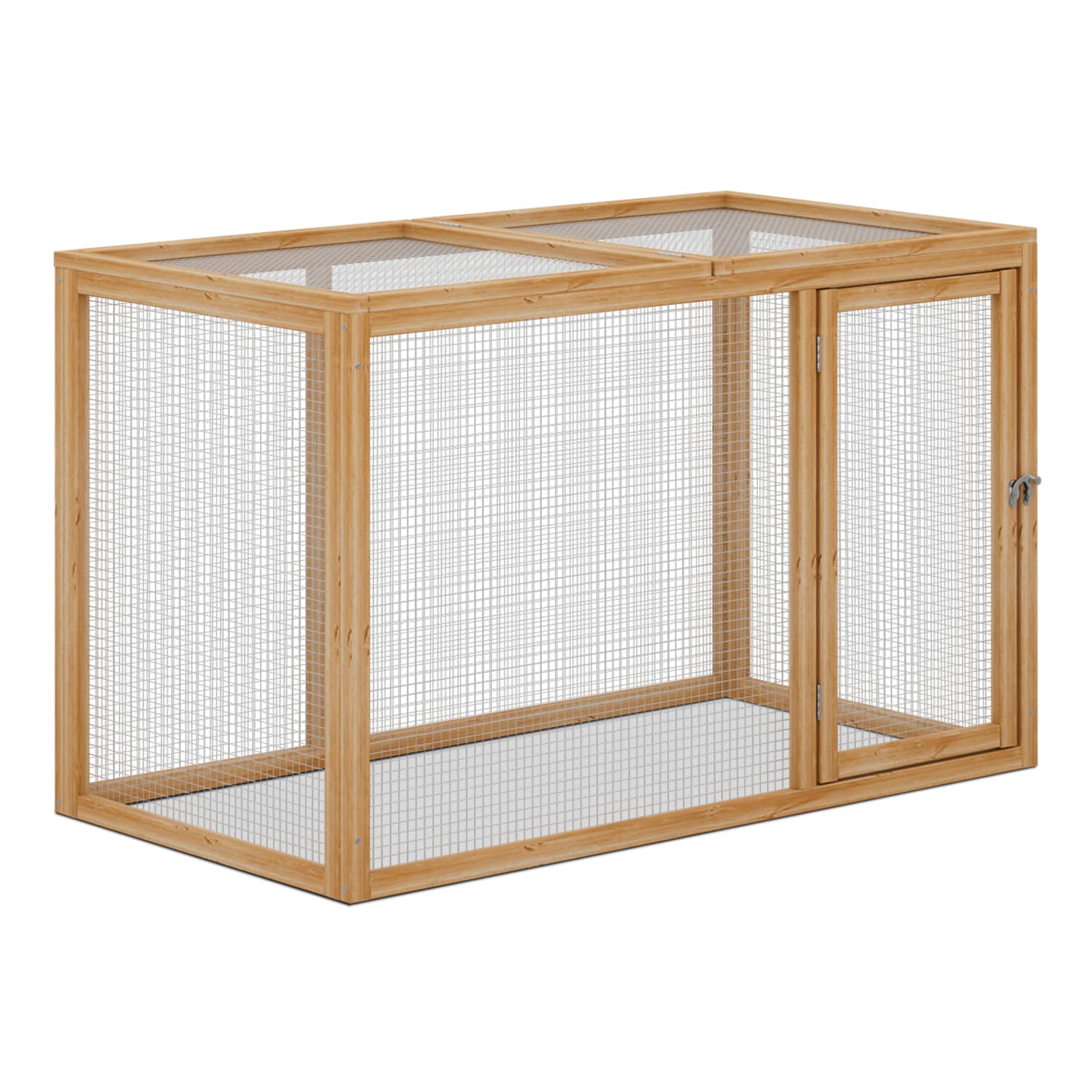 MoNiBloom Chicken Run for Yard Wood Chicken Cage Rabbit Hutch Bunny Pen with Openable Roof and Side Door, Outdoor Lockable Duck Coop Small Animal Habitat Enclosure Hen Coop Add-Ons, 45 x 24 x 28 inch