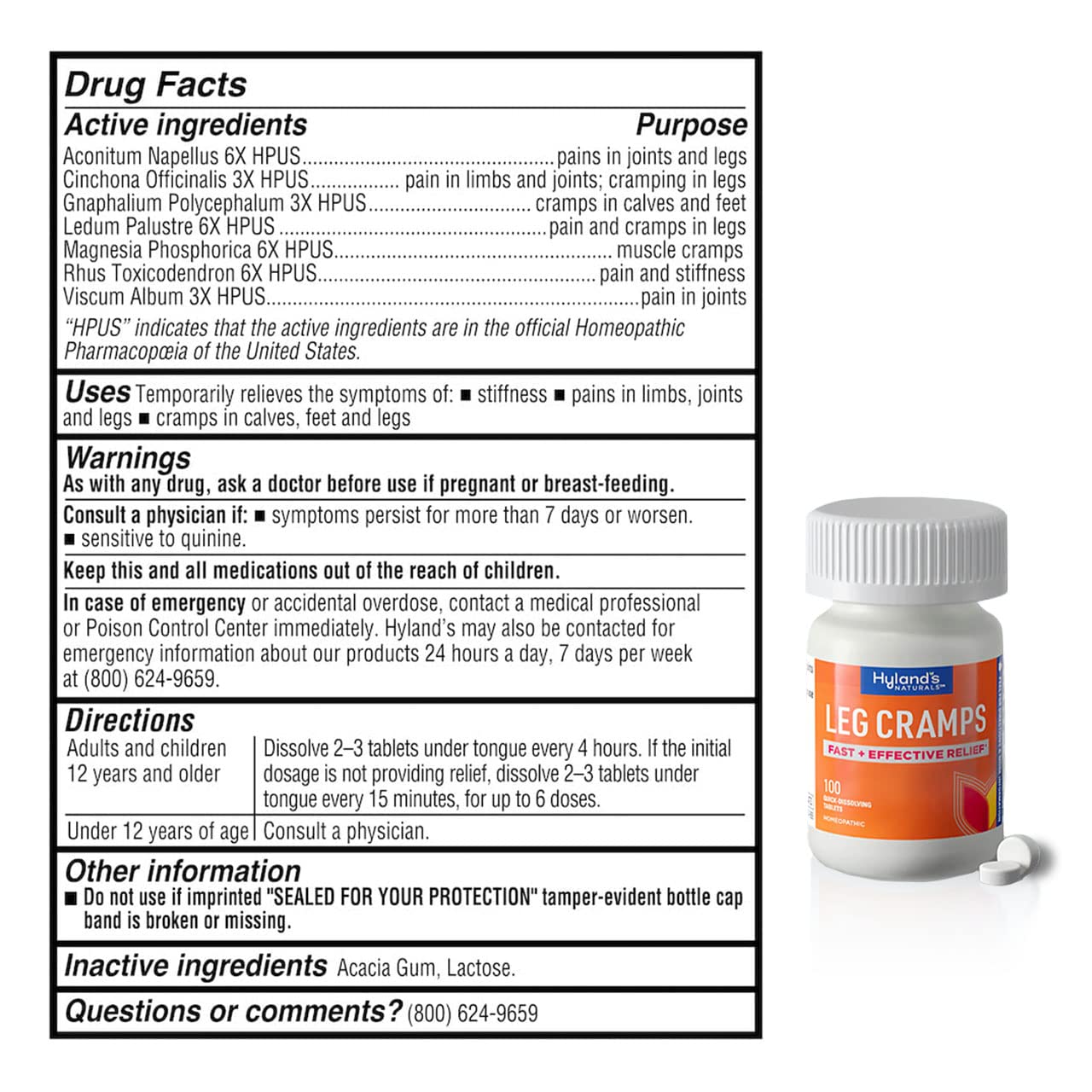 Hyland's Relax Calf and Foot Cramps, 100 Tablets each (Value Pack of 3)