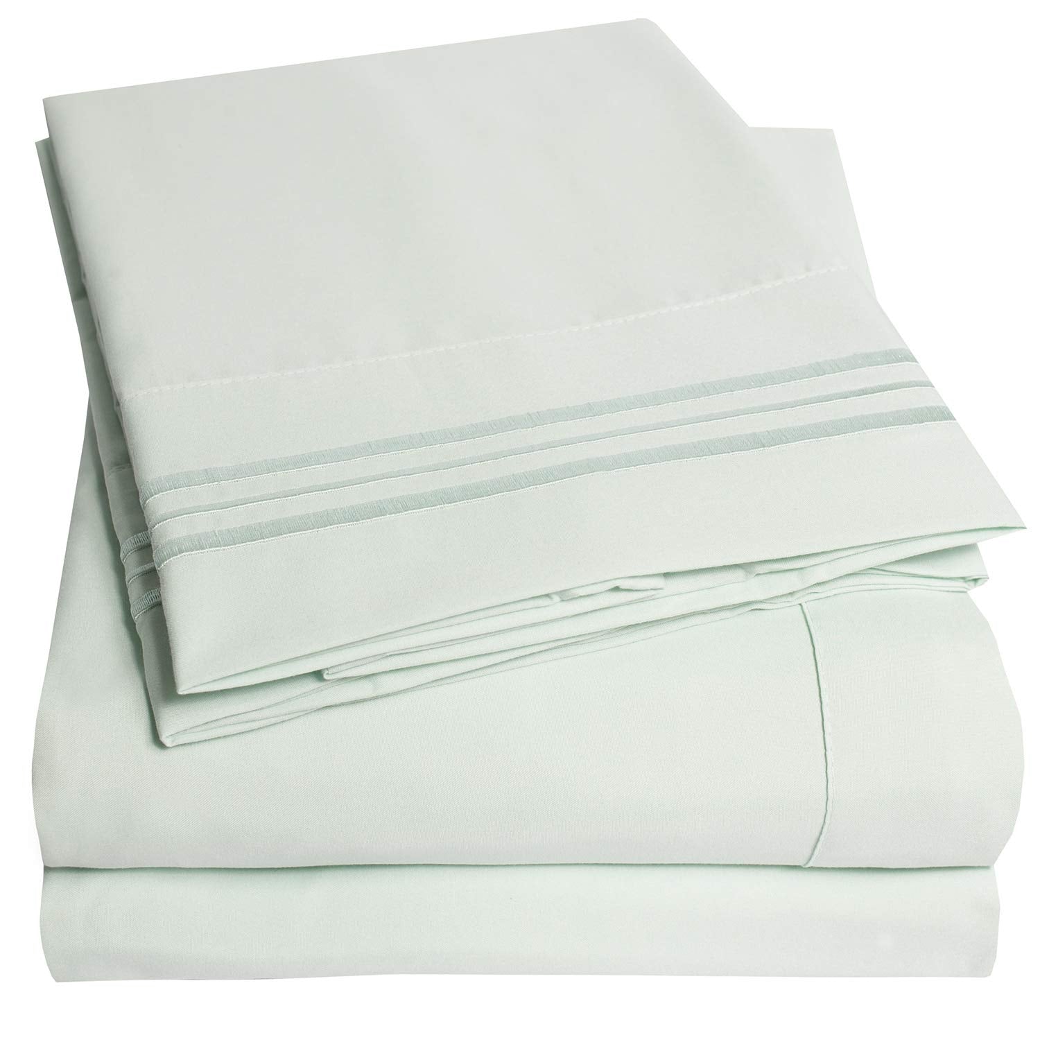 1500 Supreme Collection California King Sheet Sets Mint Green - Luxury Hotel Bed Sheets and Pillowcase Set for California King Mattress - Extra Soft, Elastic Corner Straps, Deep Pocket Sheets Mint