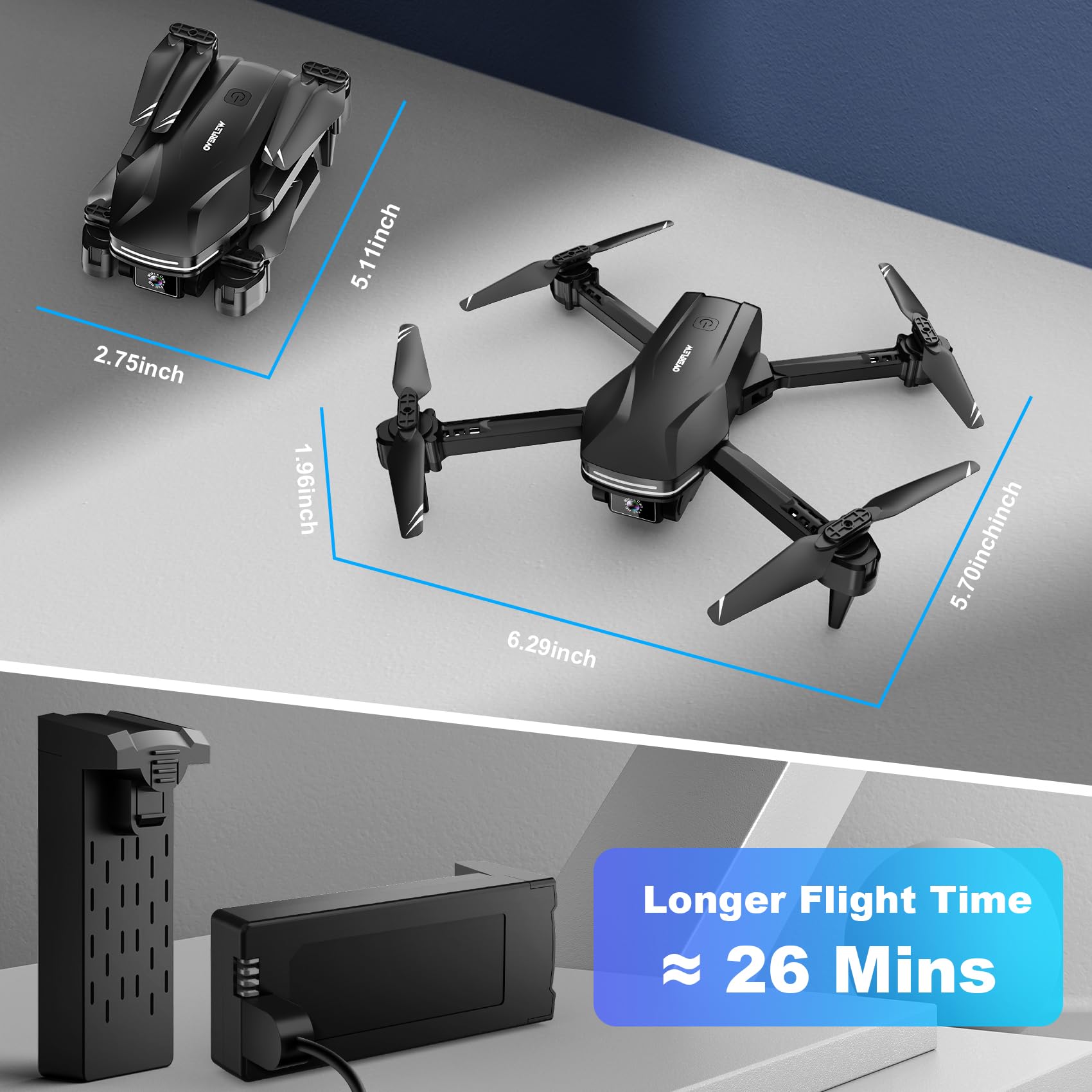 Drone with Camera 1080P HD FPV Foldable Drone for Beginners and Kids, Quadcopter with Voice Gesture Control with Carrying Case, One Key Take Off/Land, Optical Flow Positioning, 360° Flip, Waypoint Fly