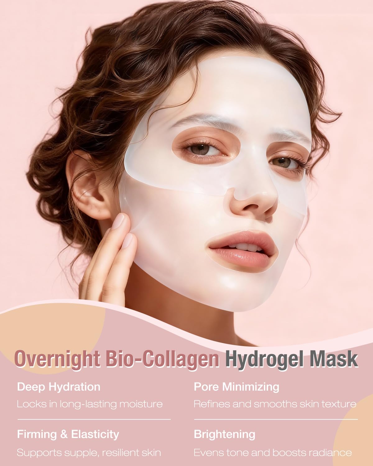 BOCACUE Bio-Collagen Hydrogel Sheet Mask, Overnight Face Mask for Radiant, Glowing Skin, Deep Hydrating & Firming, Pore Minimizing, Boosts Elasticity, Korean Skin Care, 35g x 5ea