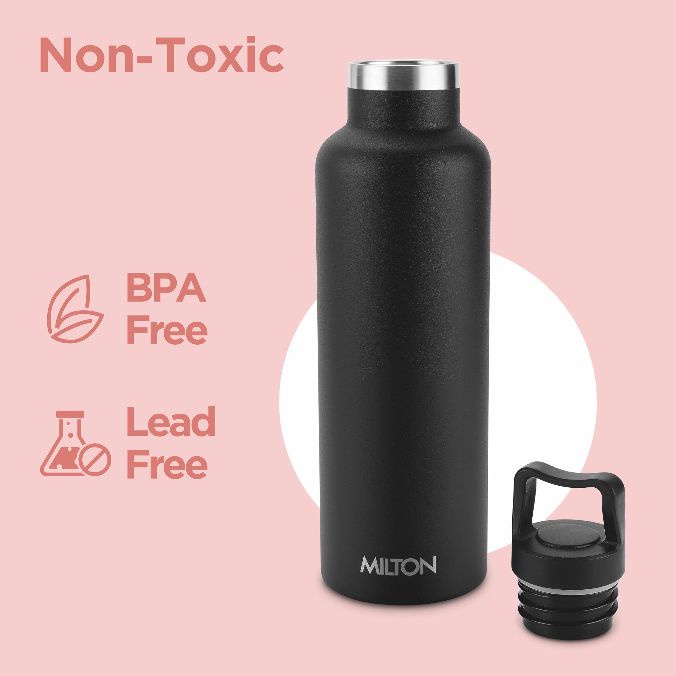 24 oz Stainless steel insulated water bottle, Leakproof, 12 hours Hot, 24 hours cold, Double Walled Vacuum Metal Thermos for Sports, Gym, Travel friendly, Dishwasher Safe, Haruki 800