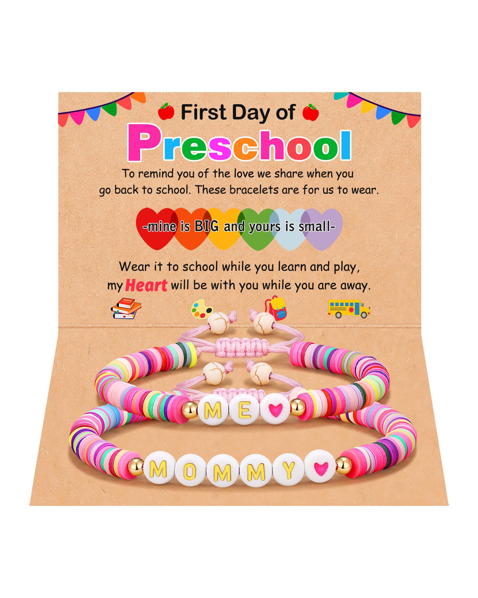UNGENT THEM Back to School Stuff First Day of Preschool Pre K Bracelet Mommy and Me First Day of School Bracelet Mom and Daughter Mother Daughter Bracelets Back to School Gifts