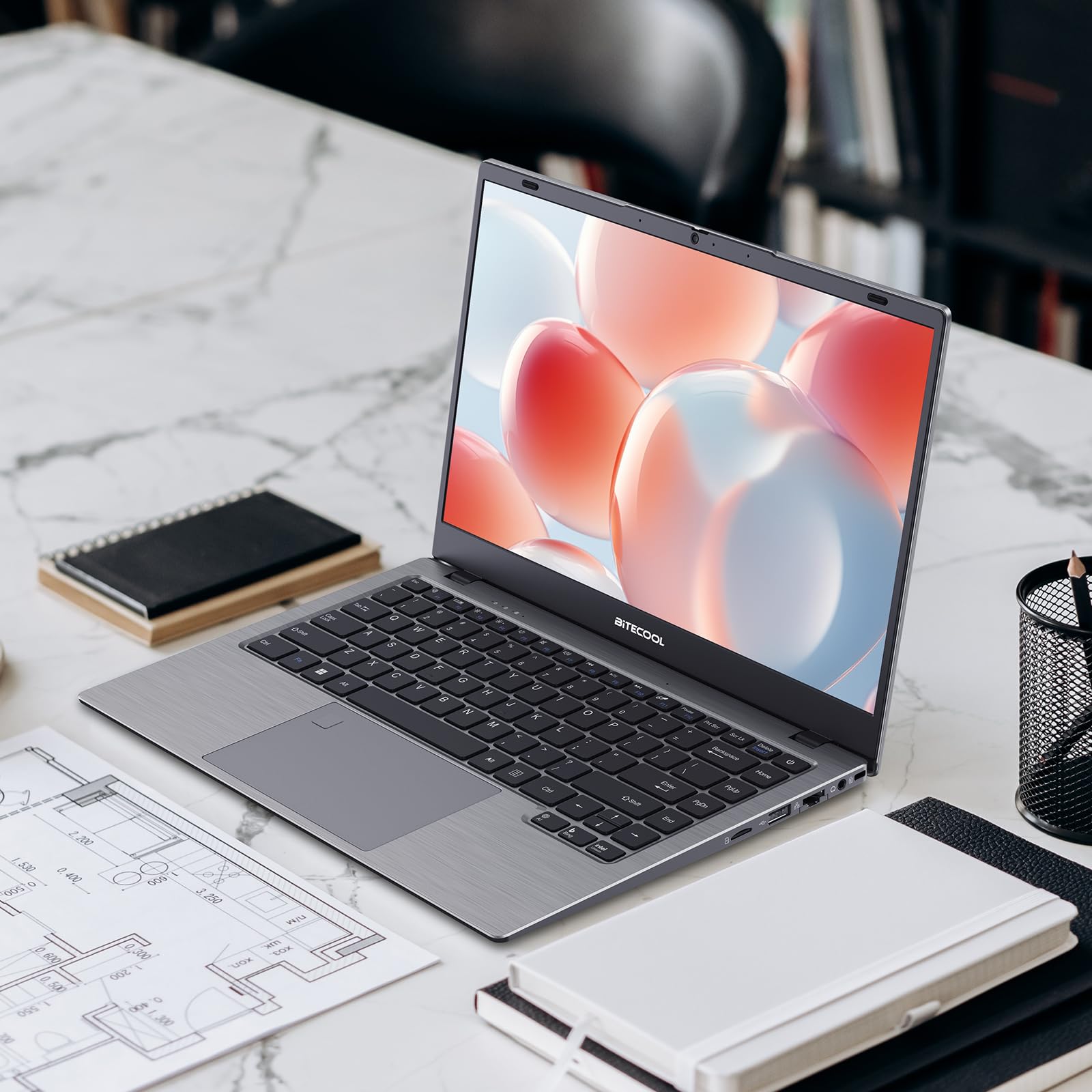 BiTECOOL 14-inch Windows 11 Laptop Computer, 16GB RAM 512GB NVMe SSD Laptop, Intel Core N95 Processor up to 3.4GHz, FHD IPS Display, 2.4G/5G WiFi, BT 5.0, RJ45, Type C, Webcam and Fingerprint Reader