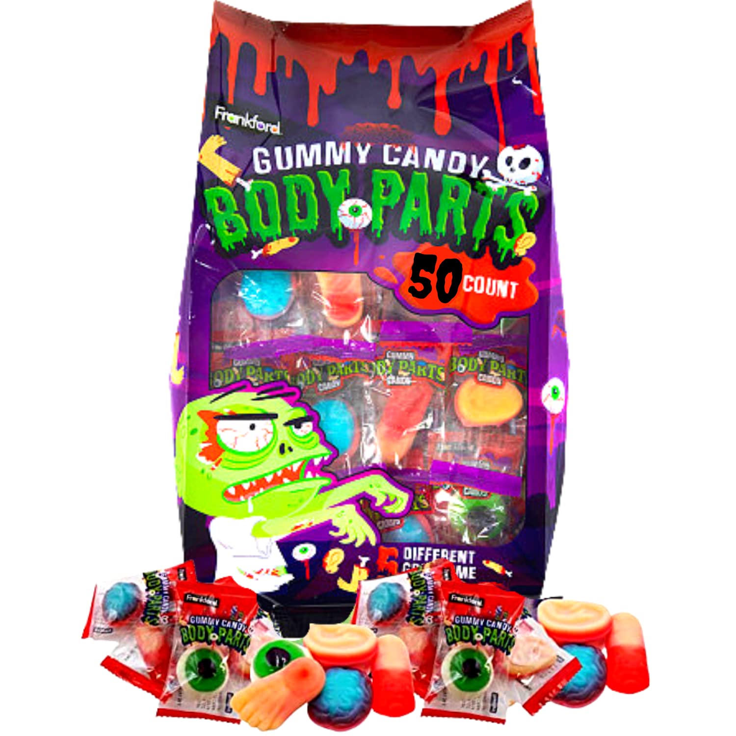 Frankford Halloween Gummy Candy Body Parts (50 Count)