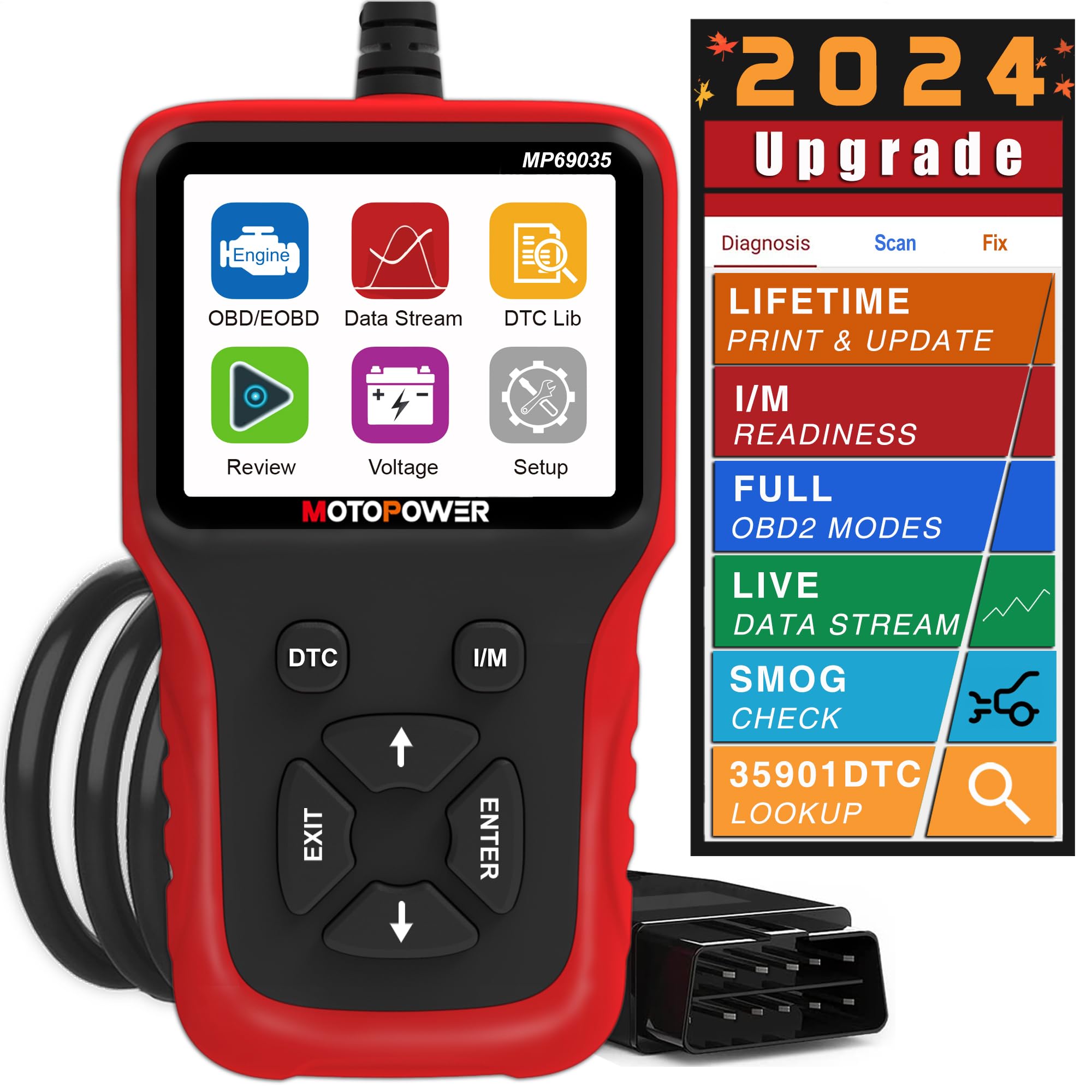 MOTOPOWER MP69035 OBD2 Scanner Universal Car Engine Fault Code Reader, CAN Diagnostic Scan Tool for All OBD II Protocol Cars