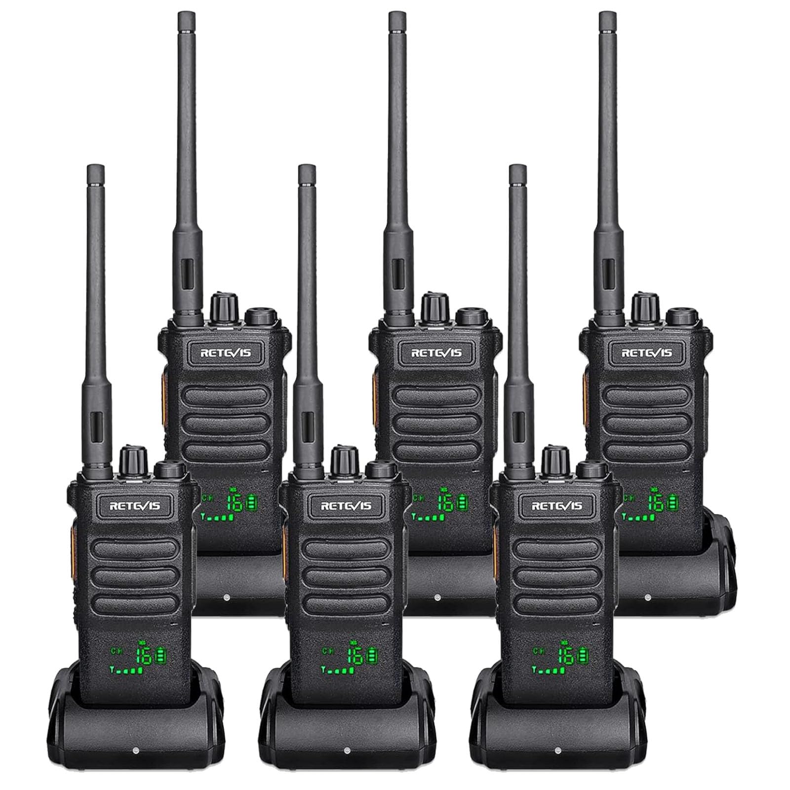 Retevis RT86 Long Range Walkie Talkies for Adult, High Power 2 Way Radios, Heavy Duty Two Way Radios, Shatterproof Display, 2600mAh, for Commercial Construction(6 Pack)