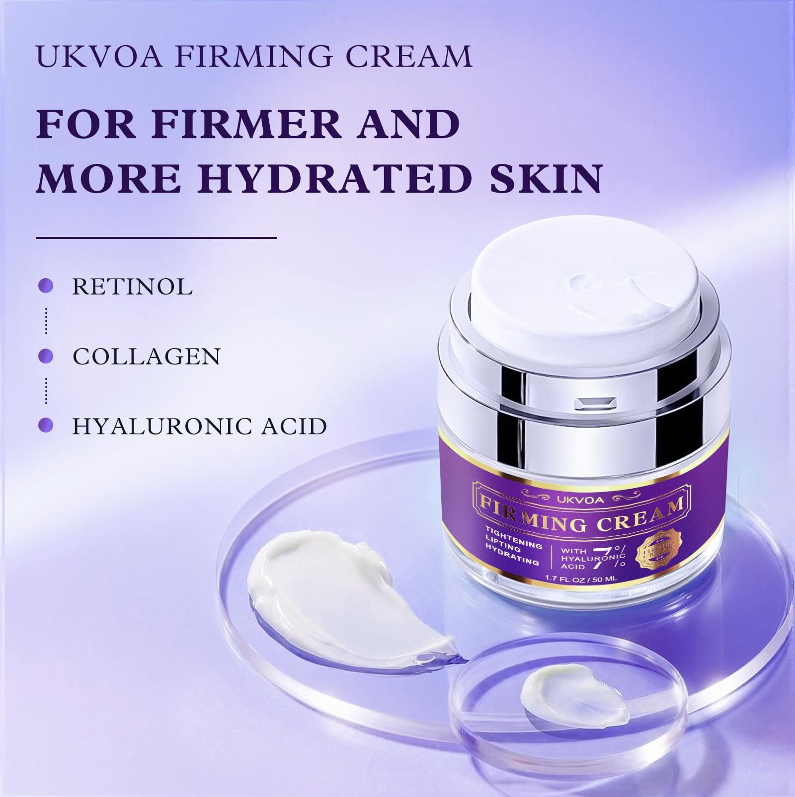 UKVOA Retinol Neck & Face Wrinkle Cream for Women, Neck Cream for Tightening and Firming, Anti Aging Skin Care with Collagen & Hyaluronic Acid, Instant Face Lift Cream 1.7 Fl Oz