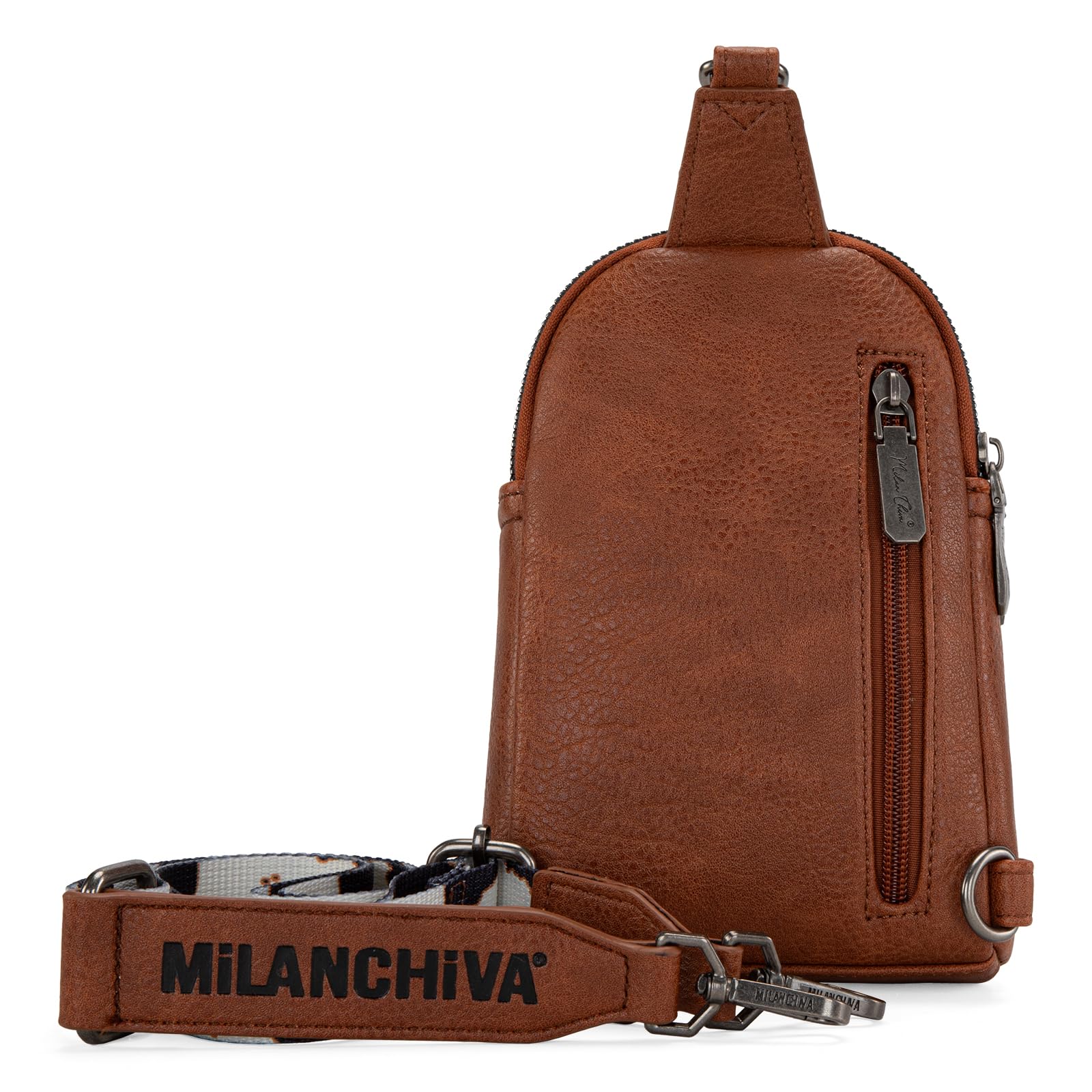 Milan Chiva Small Crossbody Bags for Brown Cow Print Women Chic Mini Sling Bag Purse and Waist Packs for Women MC-3354BR