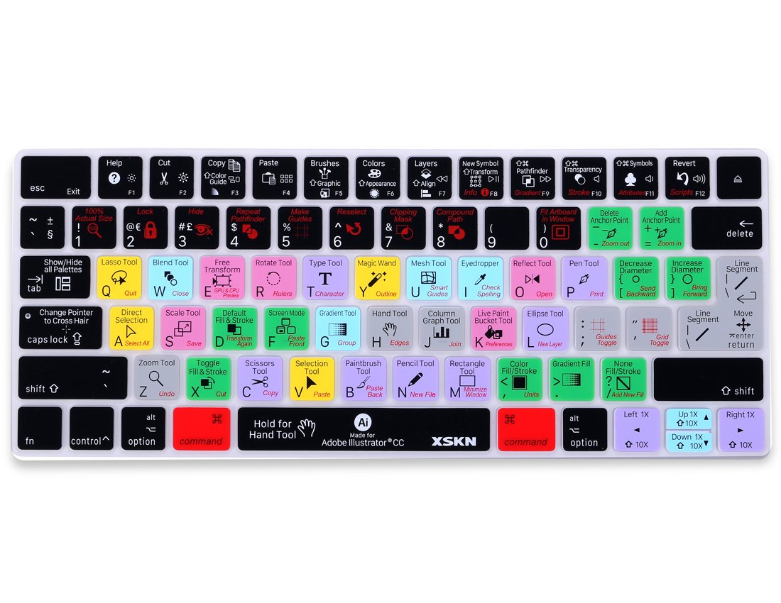 XSKN Adobe Illustrator CC AI Shortcut Silicone Cover Skin for Apple Magic Keyboard US EU Layout Both (MLA22LL/A) (MLA22B/A)