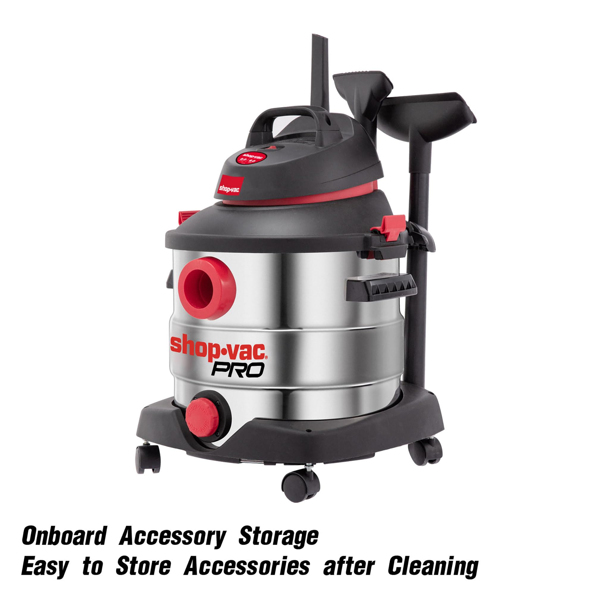 Shop-Vac 8 Gallon 6.0 Peak HP Wet/Dry Vacuum, Stainless Steel Tank, Portable Shop Vacuum with Multifunctional Attachments for Jobsite, Garage & Workshop. 5989400
