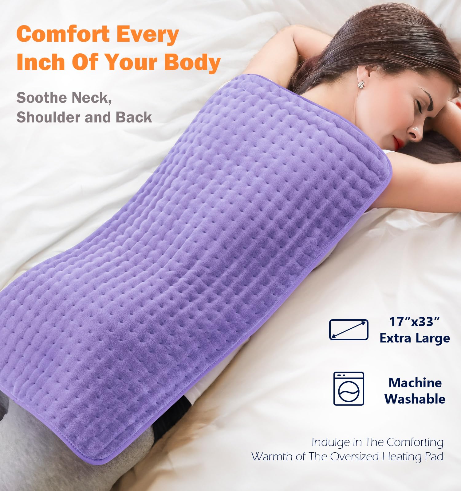 17"x33" Heating Pad for Back Pain Relief, Electric Heating Pads for Neck/Shoulder/Muscle Pain, Auto Off, 6 Heat Settings - Mothers Day Valentine Day Christmas Gifts for Women Mom Sister Wife Grandma