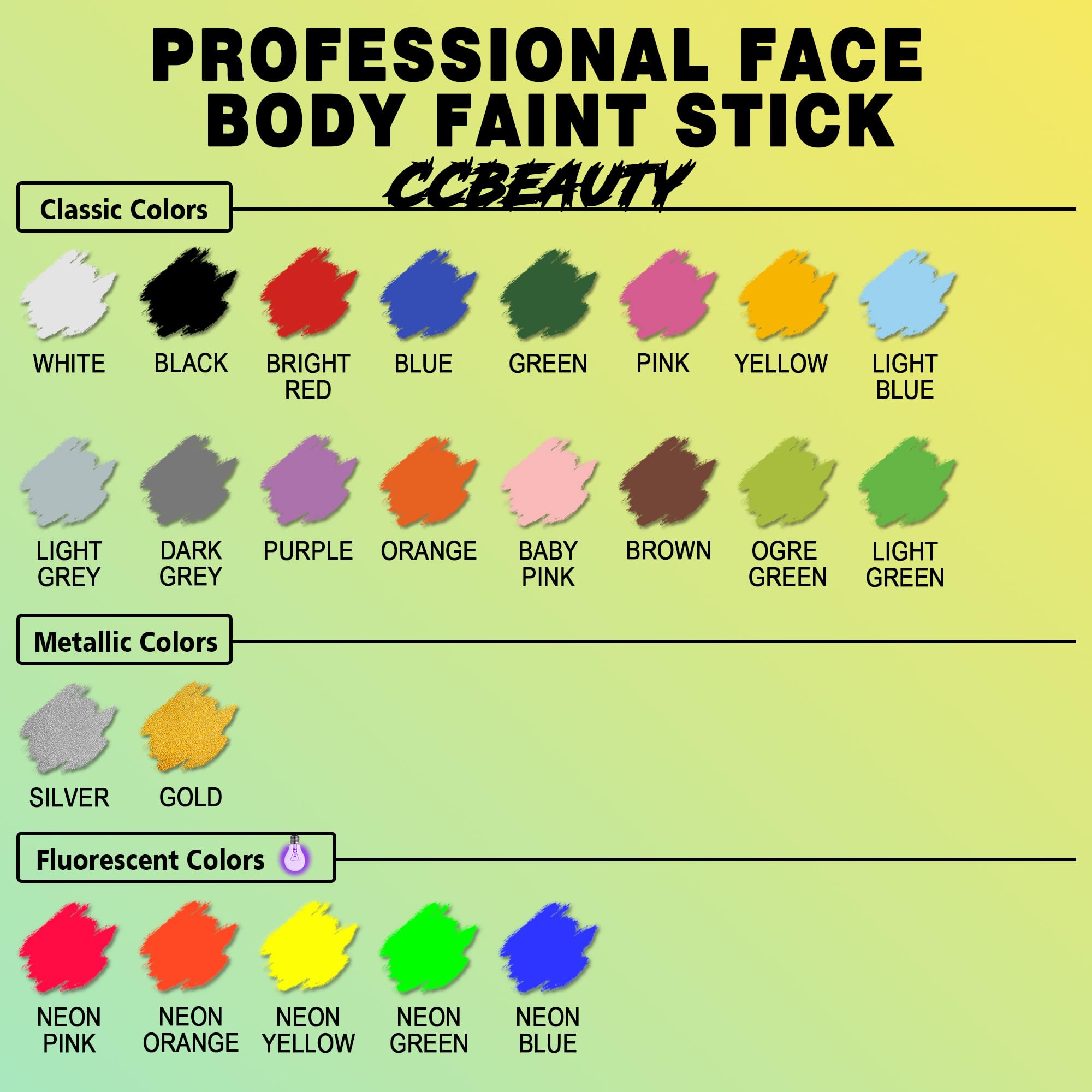 CCBeauty Pink Face Body Paint Stick, Baby Pink Eye Black Sticks for Sports, Cream FacePaint Foundation Makeup, Hypoallergenic Face Painting Kit for Halloween SFX Stage Clown Cosplay Costume Parties