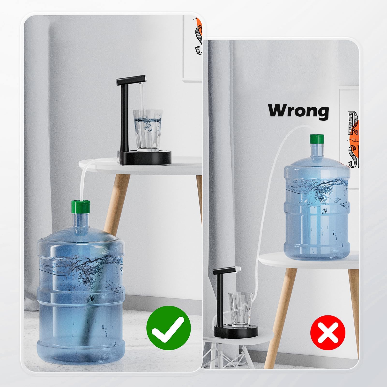 Desktop Water Bottle Dispenser, Water Pump for 5 Gallon Bottle, Bedside Water Dispenser, Portable Detachable Type-C Charging, Application Home, Office, Camping