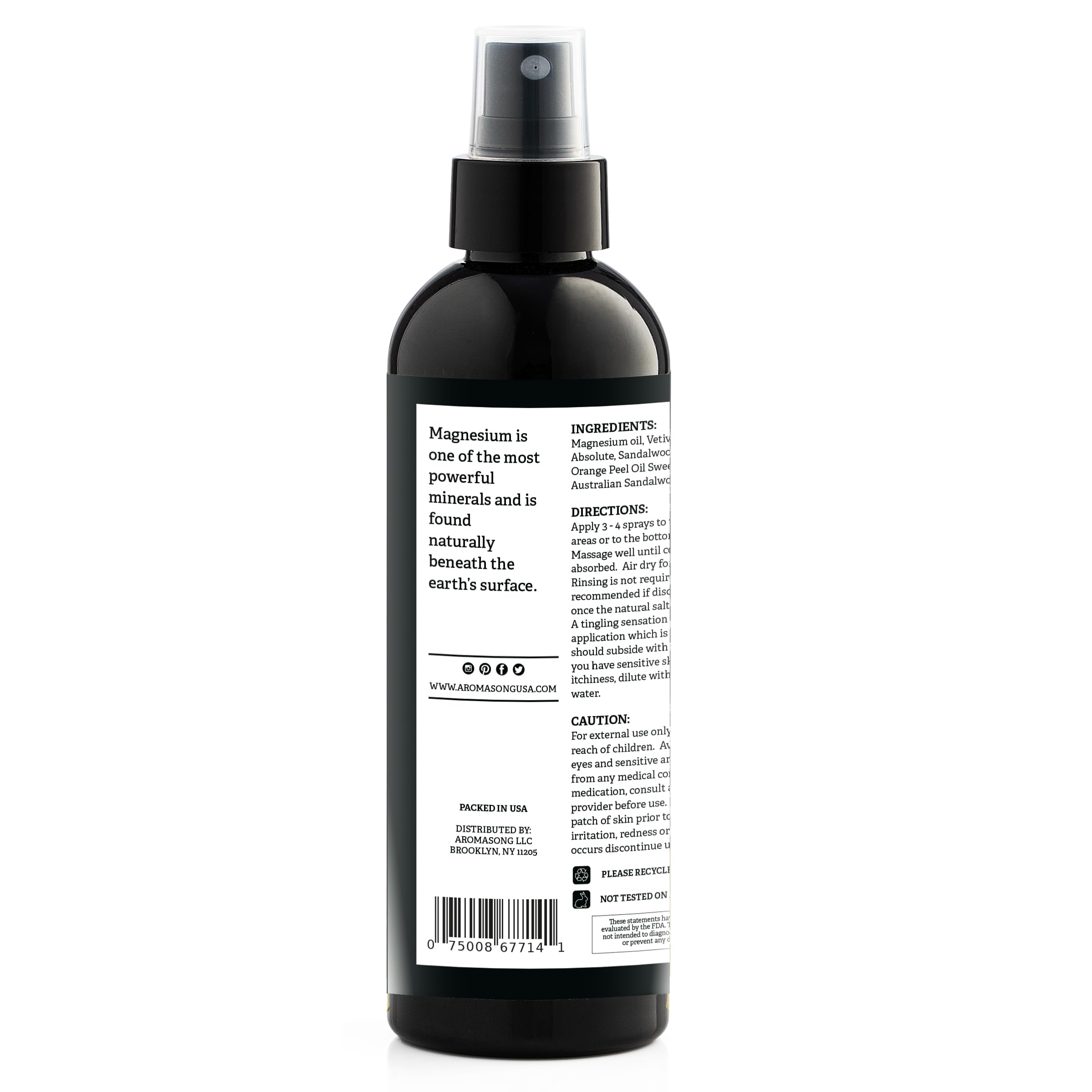 Aromasong Magnesium Spray Rose - Extra Strength (23mg in Each Spritz) 8 Oz - Natural and Pure Magnesium Oil Spray - Made in The USA - for Leg Discomfort and Promotes a Calm Sleep