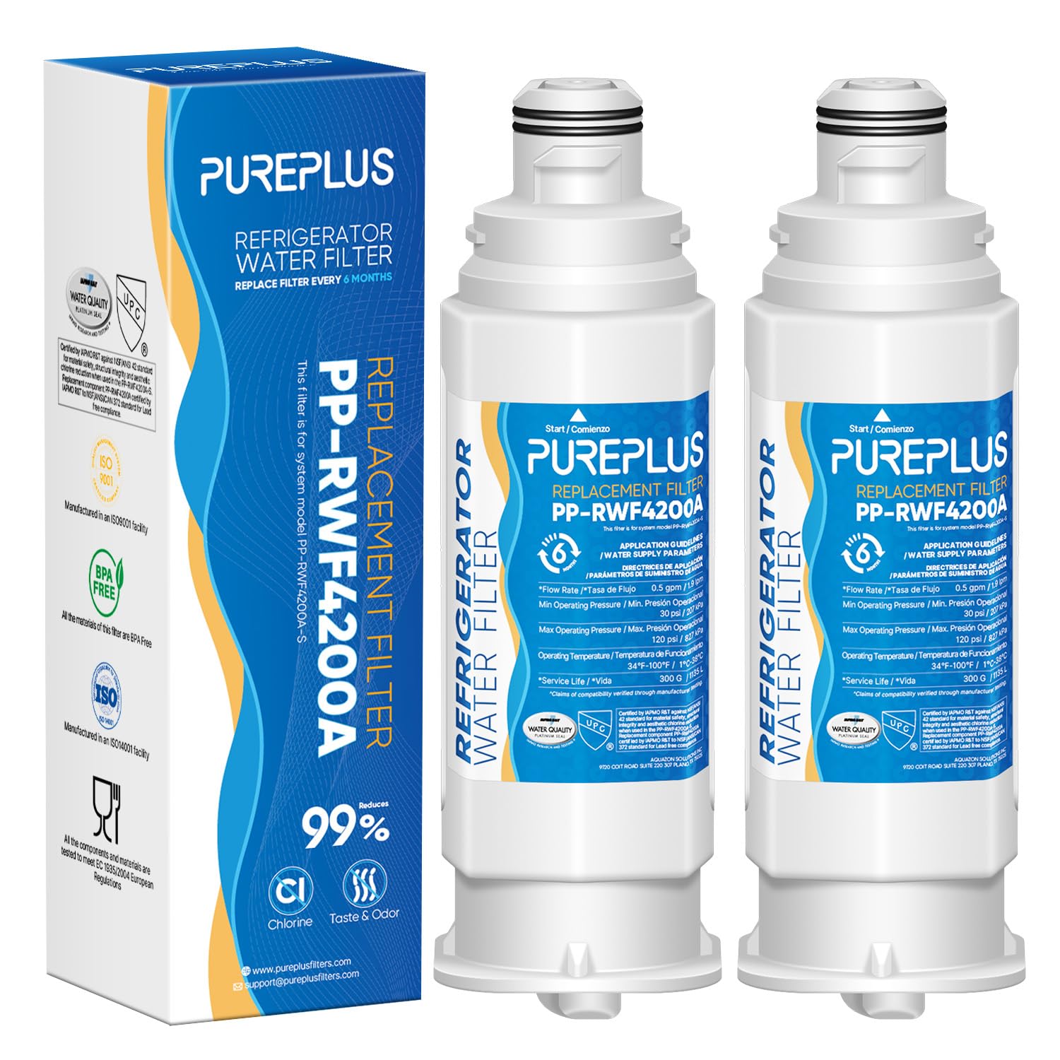 PUREPLUS DA97-17376B Water Filter Replacement for Samsung HAF-QIN, HAF-QIN/EXP, DA97-08006C, RF23M8070SG, RF23M8070SR, RF23M8090SG, RF23M8090SR, RF23M8570SR, RF23M8590SG Refrigerator, 2Pack