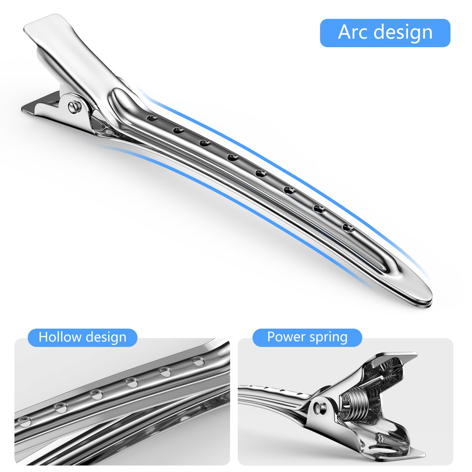 Duck Billed Hair Clips, Metal Alligator Hair Clips with Holes, Hair Pins 30 Pcs, Metal Hair Clips for Styling and Makeup, Silver Perfect for Home Use and Salon, Bows DIY. (30pcs Mixed)