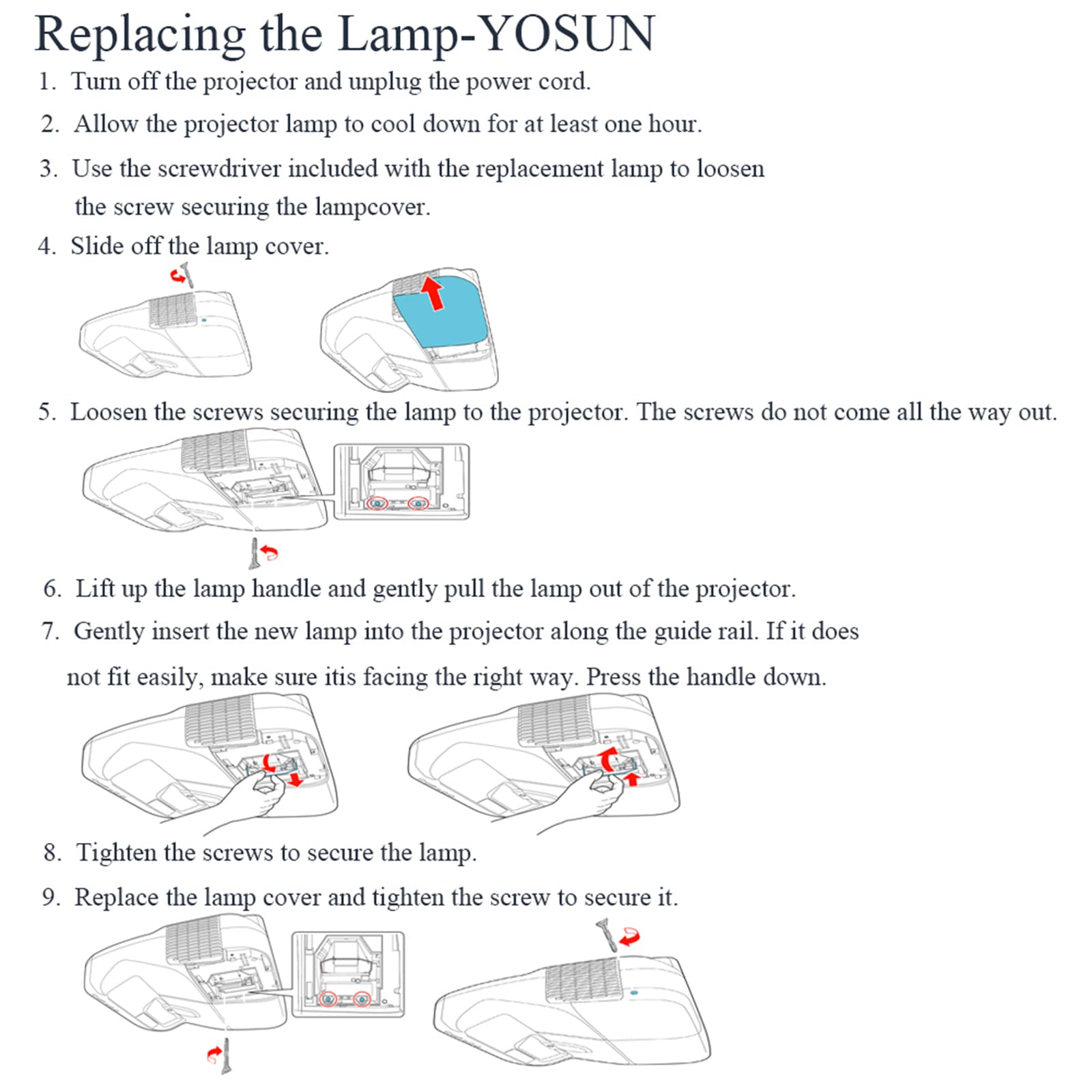 YOSUN V13H010L79 / V13H010L80 Projector Lamp Bulb for Epson ELPLP79 ELPLP80 BrightLink pro 585Wi 595Wi 1420wi 1430wi eb-575wi eb-585w powerlite 570 575w 580 585w Replacement Projector Lamp Bulb