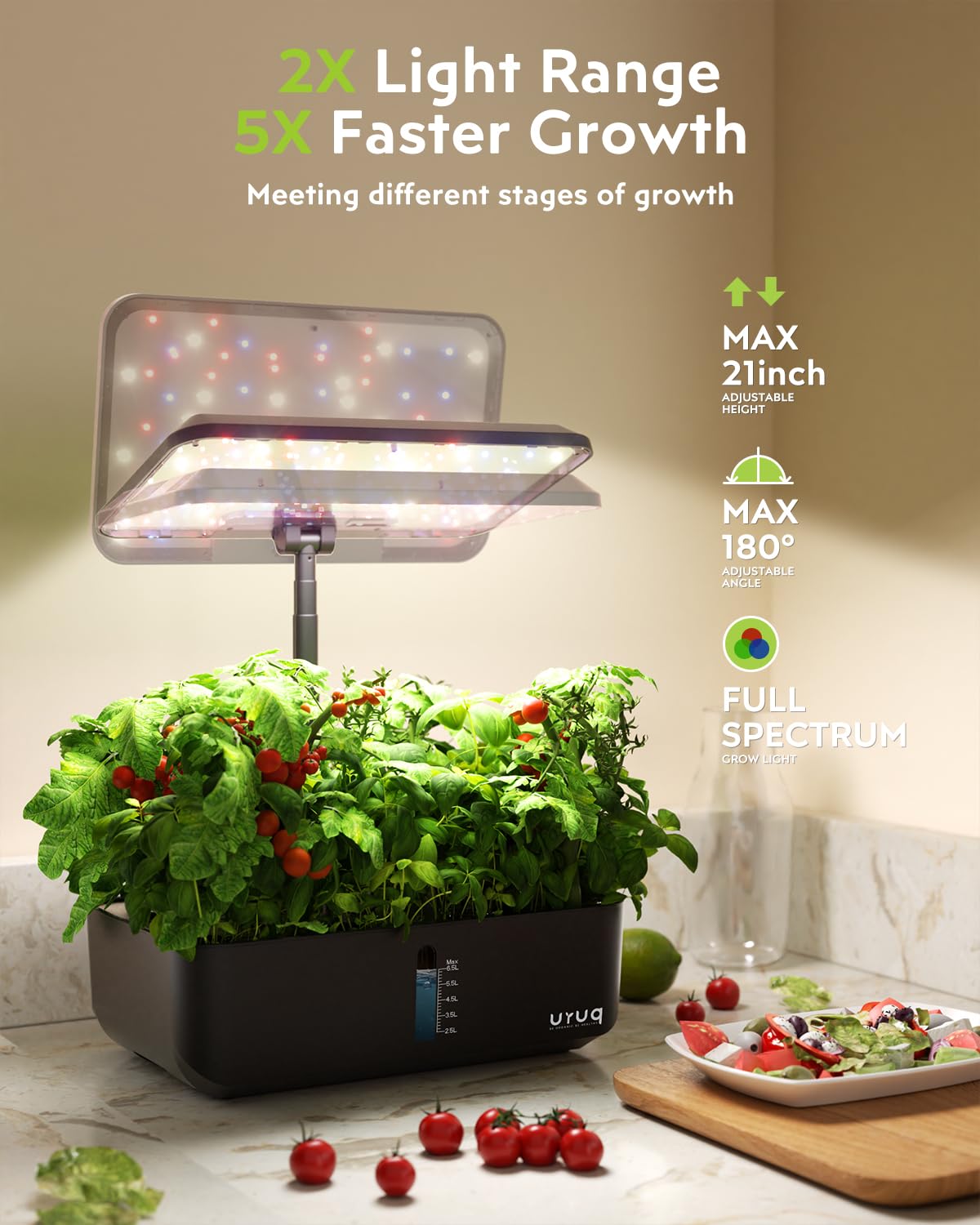 Hydroponics Growing System Indoor Garden: URUQ 12 Pods Indoor Gardening System with Remote Control LED Grow Light Height Adjustable Quiet Plants Germination Kit - Gardening Gifts for Women Black