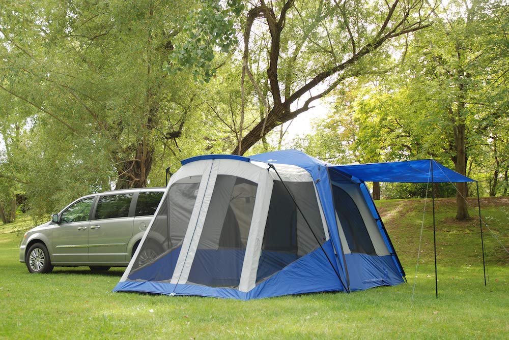 Napier Sportz SUV Tent with Screen Room | 10'x10' Vehicle Camping Tent with 7'x6' Screen Room and Awning | Fits All CUVs, SUVs, Minivans | Sleeps 6 Adults | Blue/Gray | Model 84000