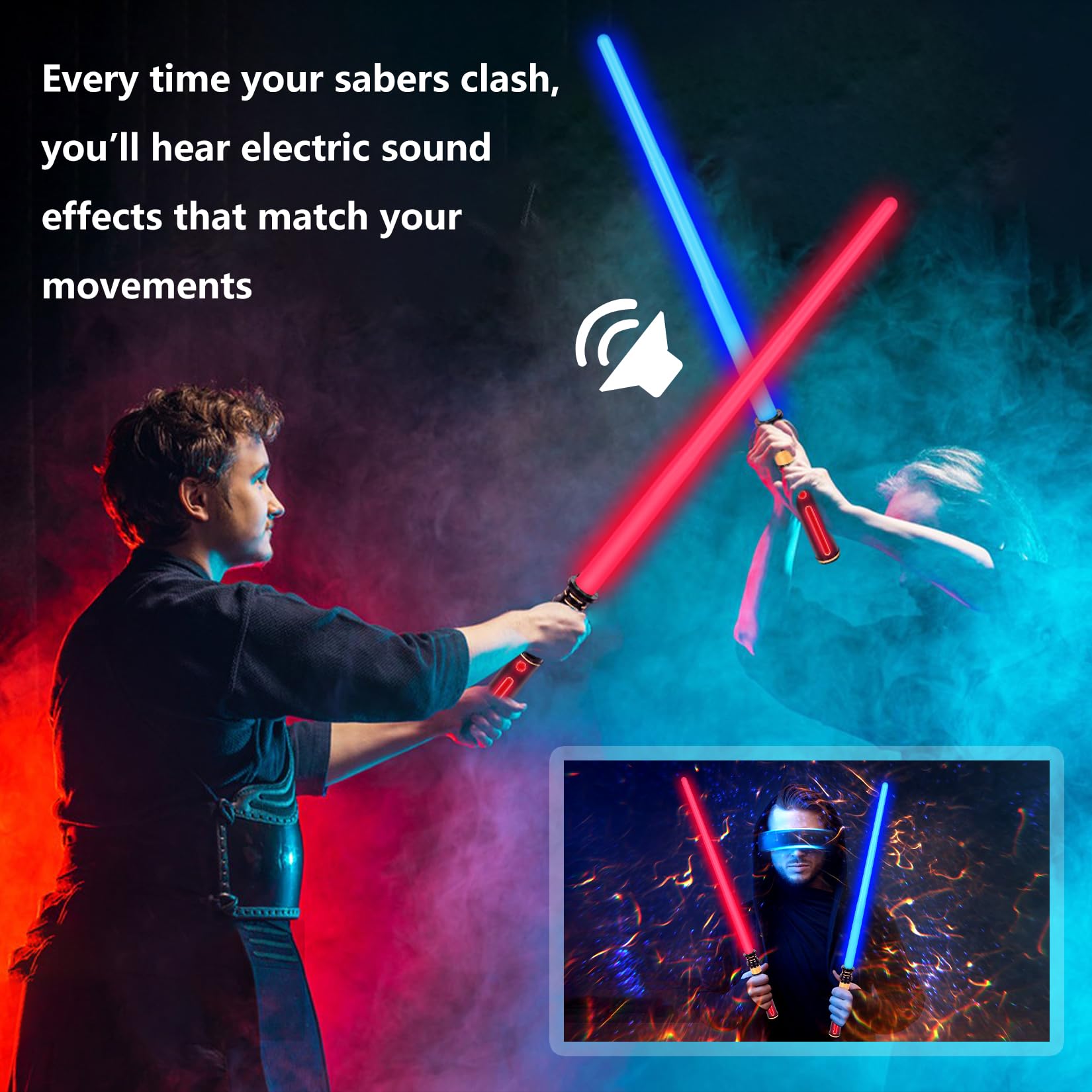 YOFOTHS Light Up Saber, 3 Pack Lightsaber with FX Sound and Realistic Handle, Light Up Saber for Kids, Expandable Light Swords for Halloween Dress Up Parties Birthday Christmas Galaxy War Fighters