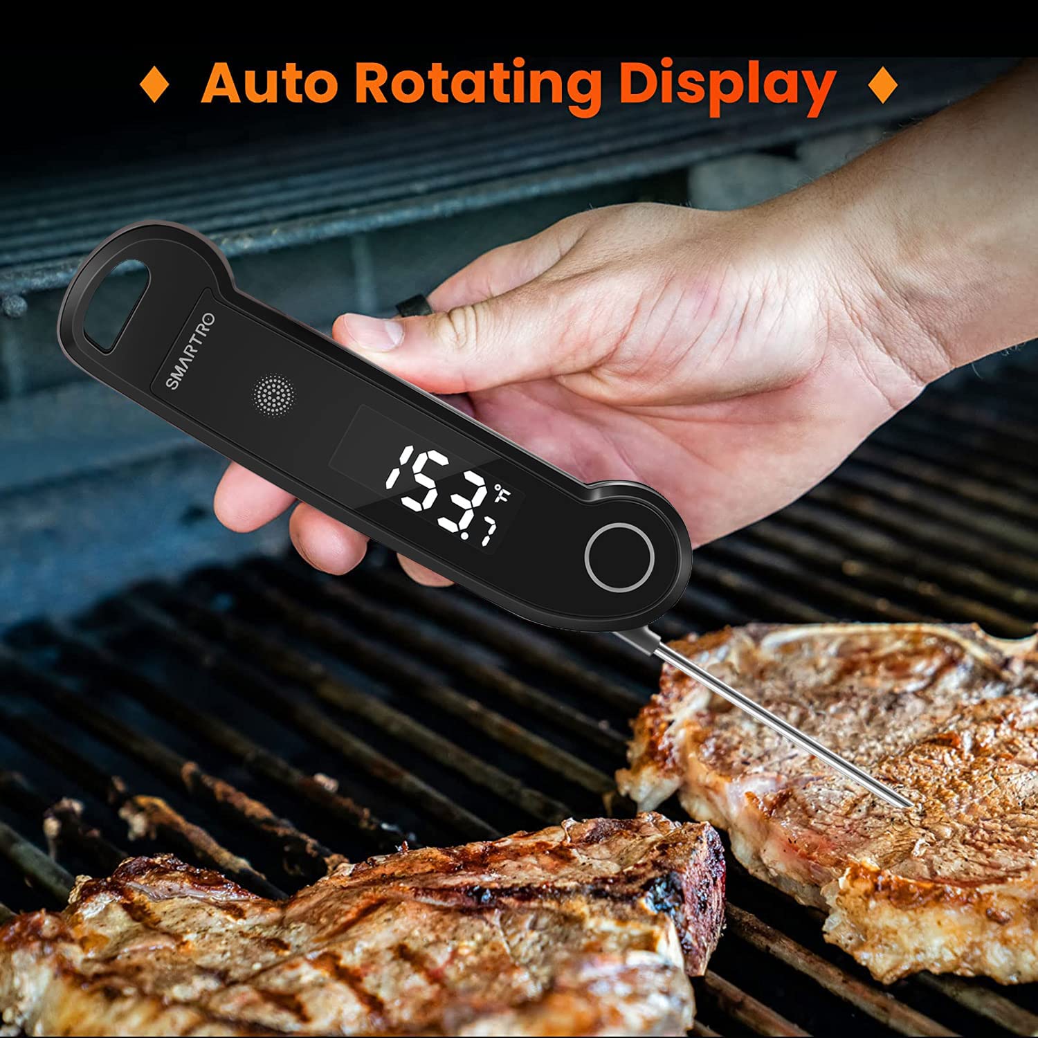 SMARTRO ST49 Digital Thermocouple Instant-Read Meat Thermometer with Ambidextrous Backlit for Food, Grilling, BBQ, Kitchen Cooking, Oil Deep Frying and Candy