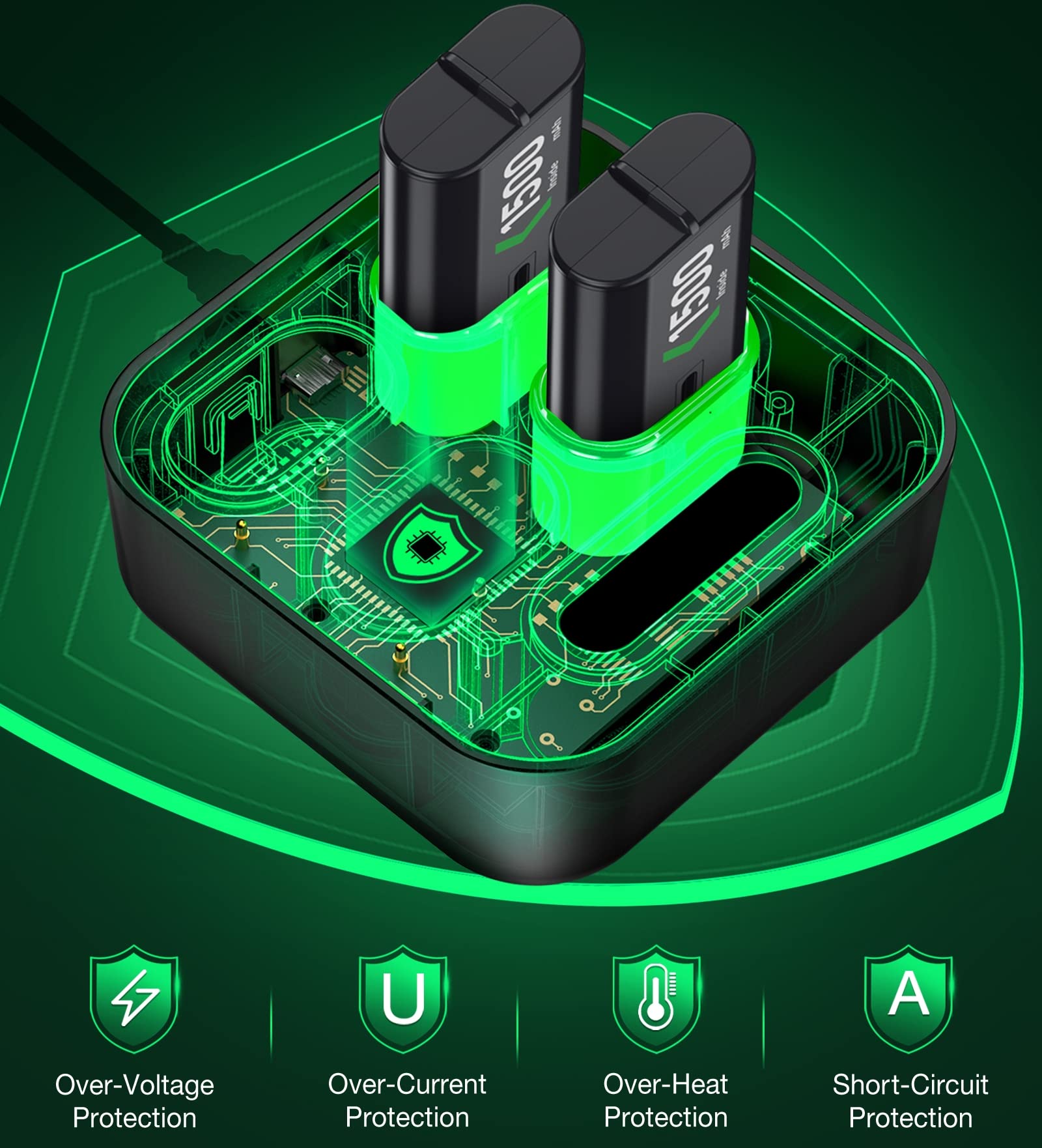 Upgraded Fast Charging Rechargeable Battery Packs, 4 x 3600mWh Xbox Controller Batteries with Battery Charging Dock/Station for Xbox One/Xbox Series X|S, Xbox One S/X/Elite, Q194