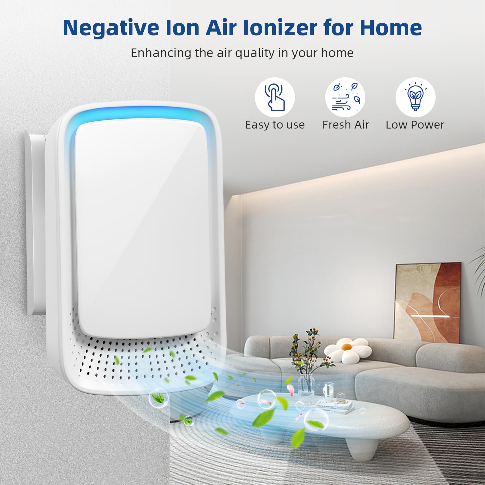 Plug In Air Purifier 4 Pack: Air Ionizer for Home,Negative Ion Generator - Quiet Operation - Air Freshener for Bedroom, Office, Kitchen,Odor,Smoke Dust,Mini Air Cleaner (4)