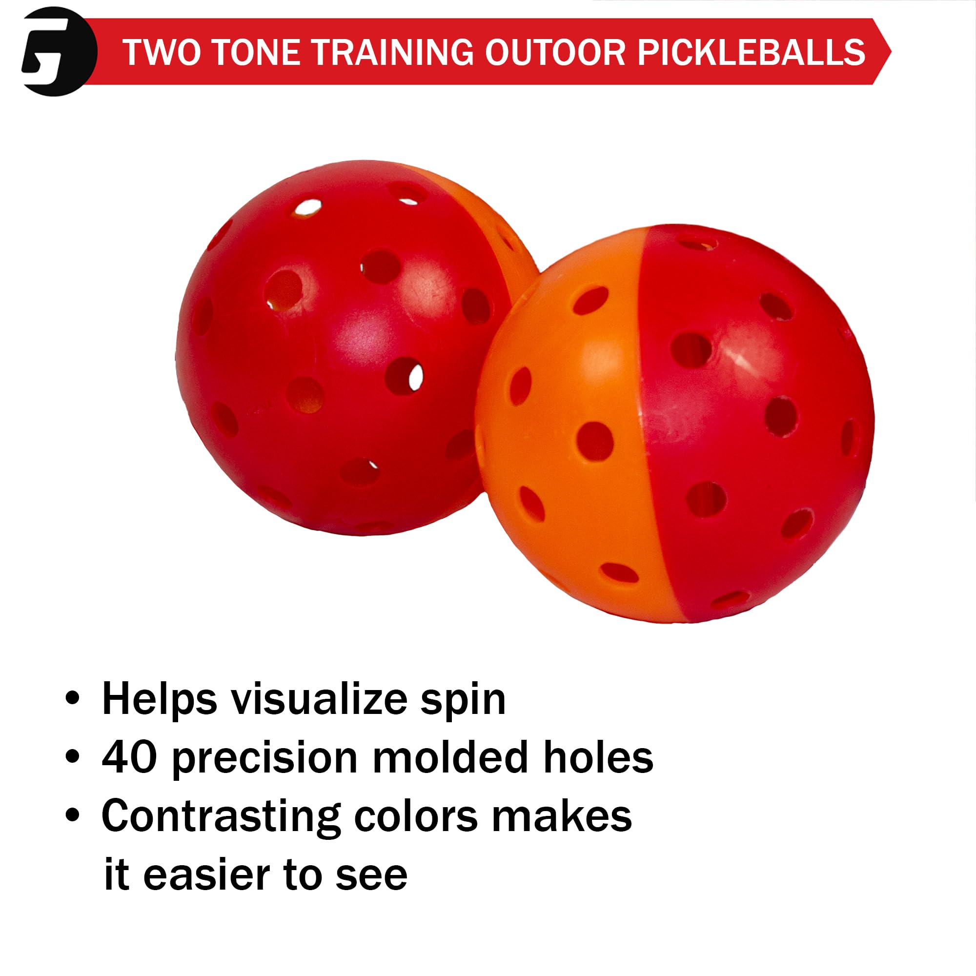 GAMMA Two Tone Training Pickleball Balls, High Visibility Outdoor Pickleballs, Ideal for All Levels of Play, Green/Purple 6 Bag