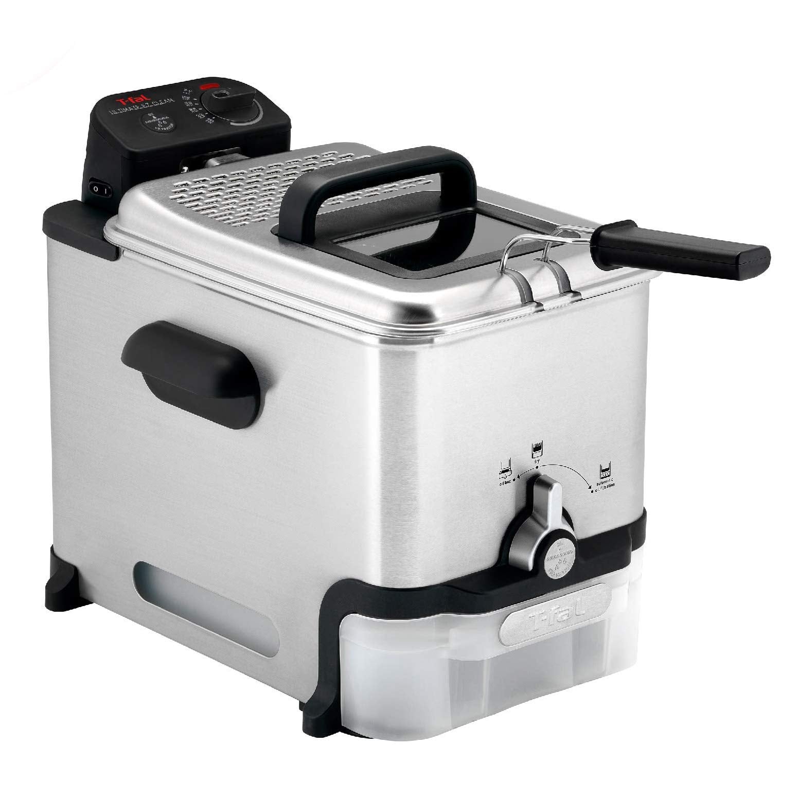 T-fal 3.5L Deep Fryer with Basket, 1700W, Oil Filtration, Temp Control, Digital Timer, Dishwasher Safe Parts