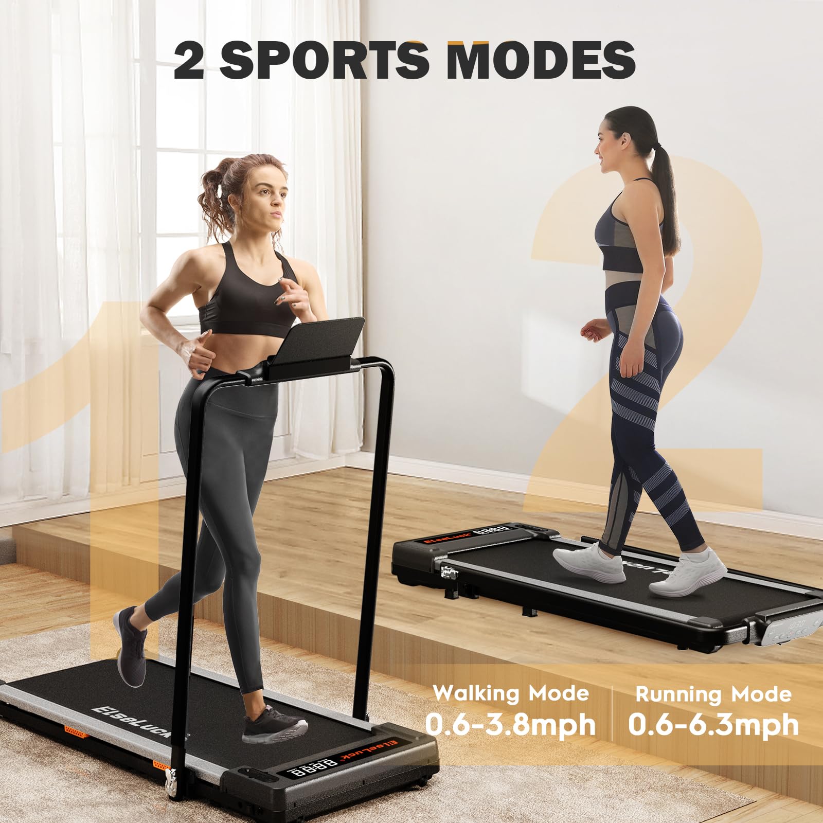 Elseluck Walking Pad Under Desk Treadmill, 2 in 1 Foldable Treadmill for Home, Portable Walking Treadmill with Remote Control, Walking Jogging Machine in LED Display