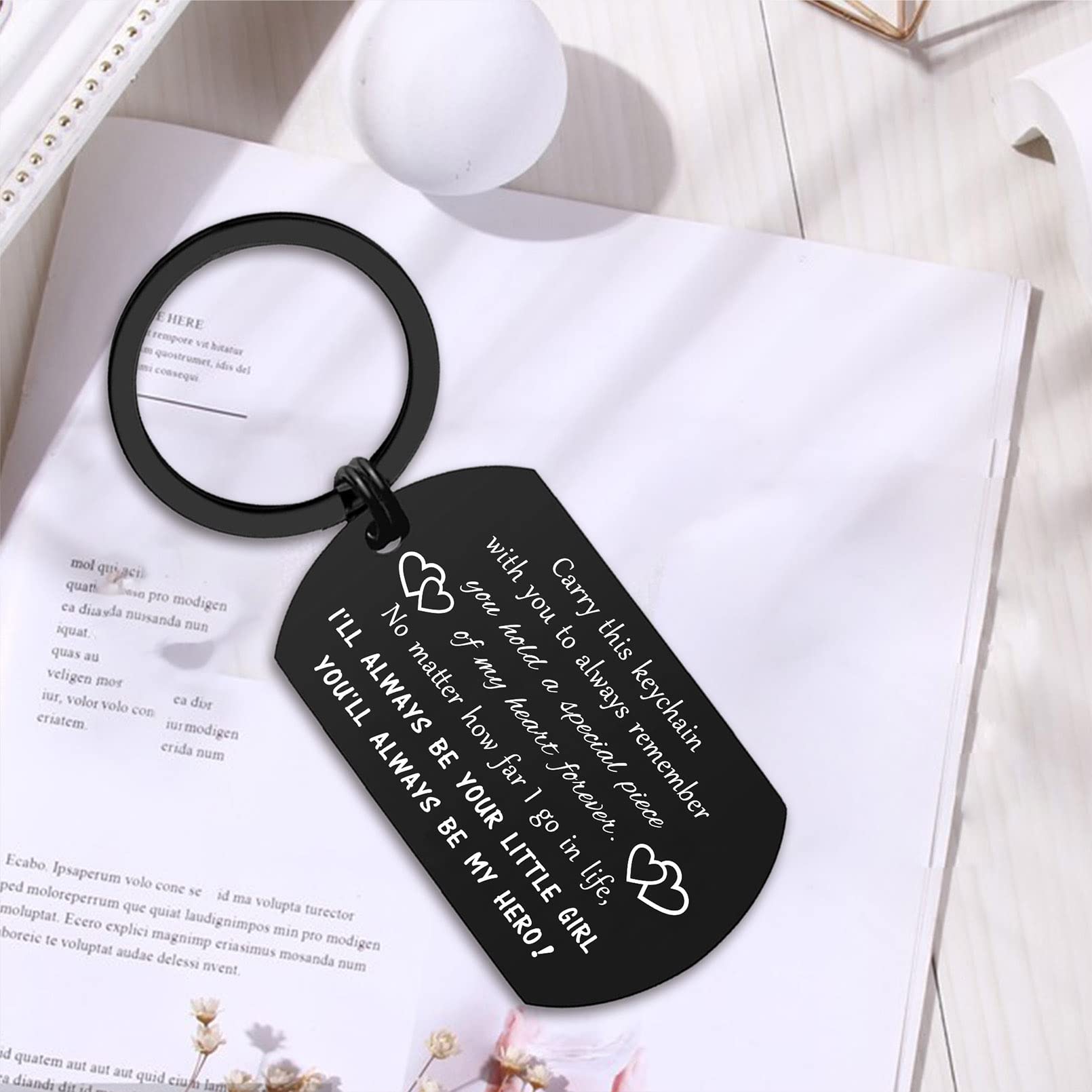 ENGZHI Drive Safe Dad Keychain, I Love You Dad Gifts from Daughter, Father Christmas Birthday Gifts from Girls