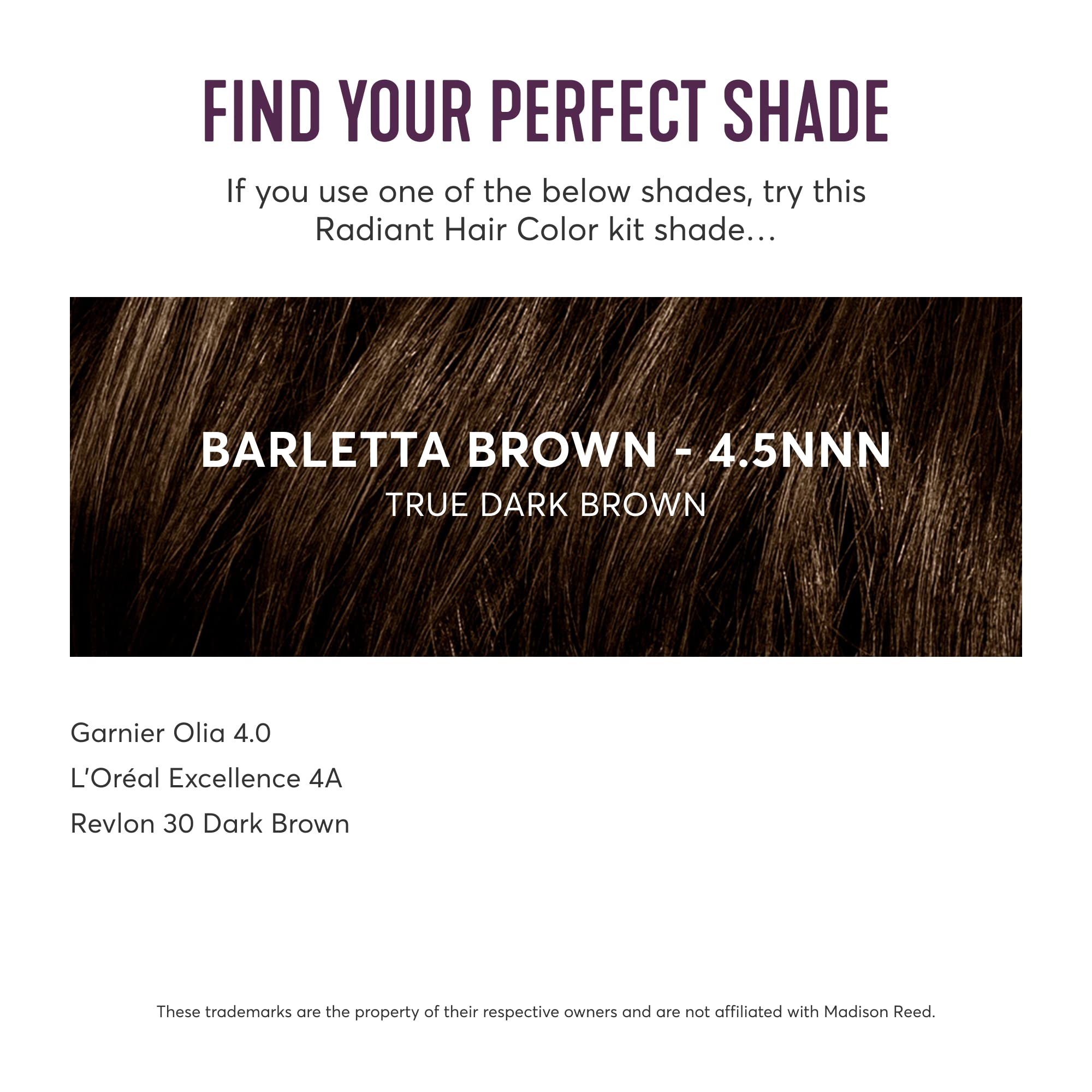 Madison Reed Radiant Hair Color Kit, Dark Brown for 100% Coverage of Resistant Gray Hair, Ammonia-Free, 4.5NNN Barletta Brown, Permanent Hair Dye, Pack of 1