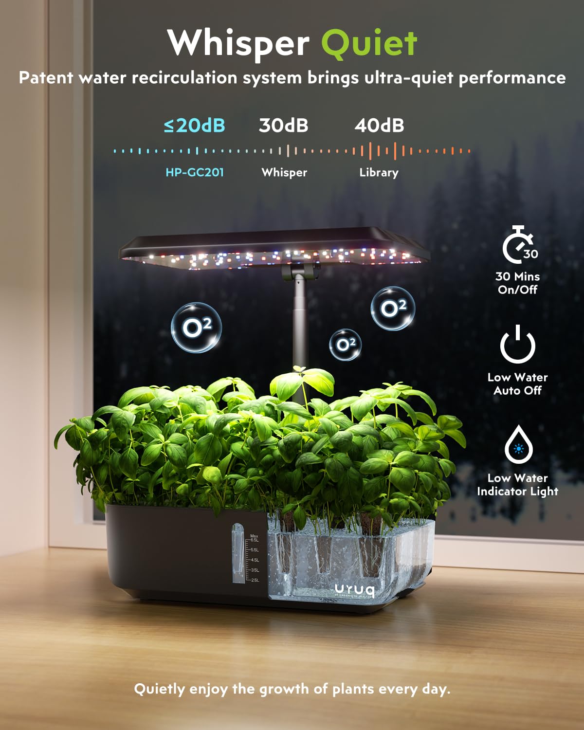 Hydroponics Growing System Indoor Garden: URUQ 12 Pods Indoor Gardening System with Remote Control LED Grow Light Height Adjustable Quiet Plants Germination Kit - Gardening Gifts for Women Black