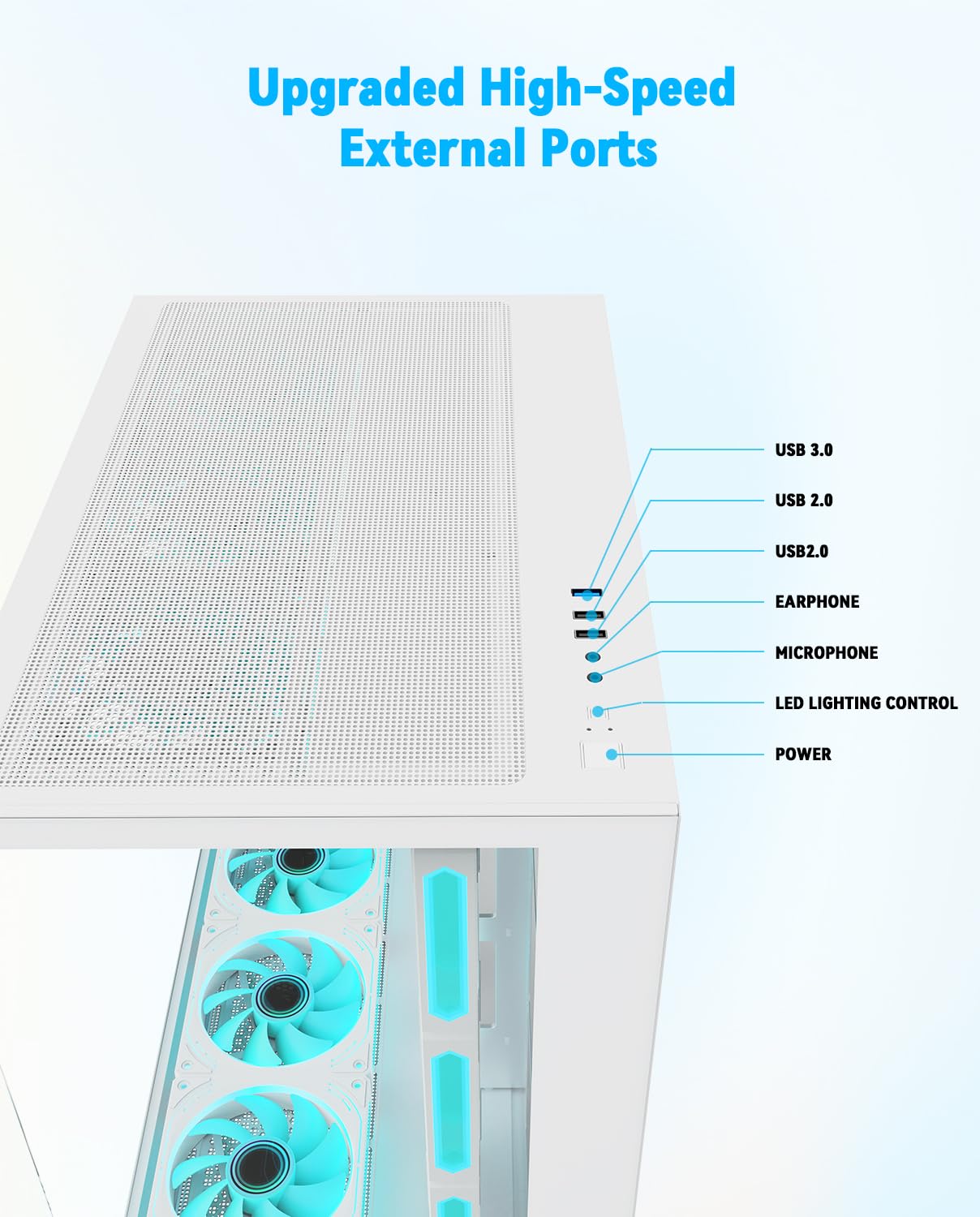 SZD S590 Mid ATX Gaming PC Case, 270° Full View Seamless Tempered, 360mm Radiator Support, High-Airflow Dual-Chamber Computer Tower Case-Fans not Included