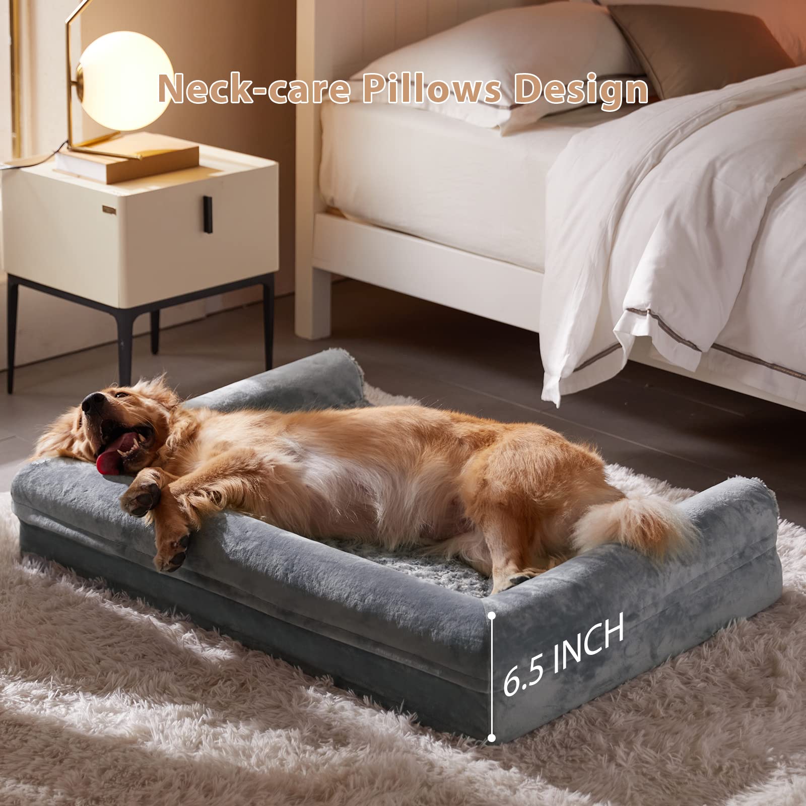 BFPETHOME Dog Beds for Large Dogs, Orthopedic Dog Bed for Medium Large Dogs,Big Waterproof Couch Dog Pet Bed with Removable Washable Cover