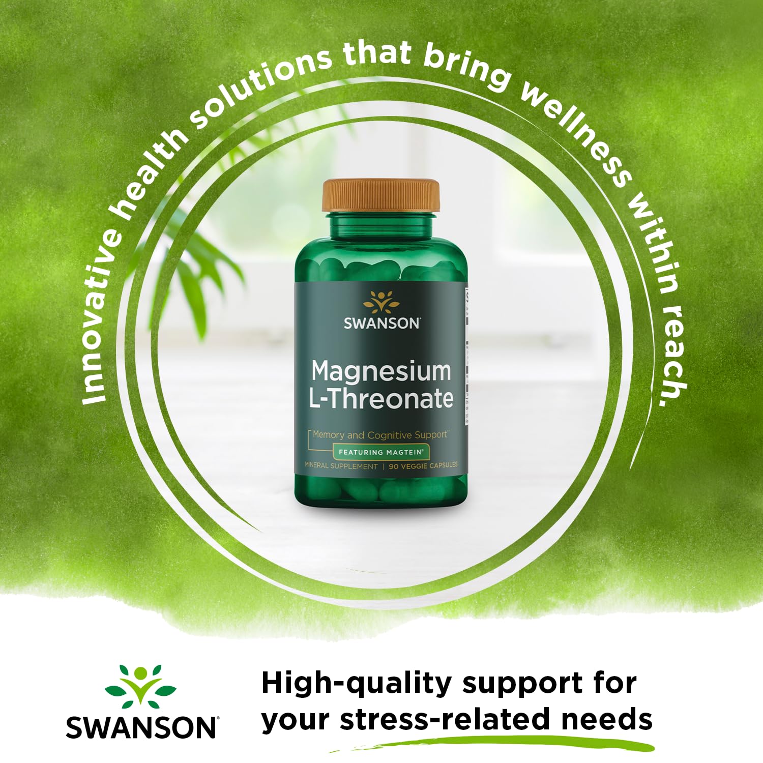 Swanson Magnesium L-Threonate - Mineral Supplement Promoting Nervous System Health - May Support Cognitive Health, Learning & Memory - (90 Veggie Capsules)