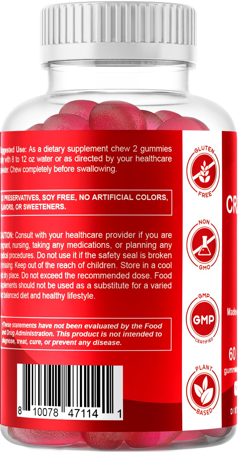 Vitamatic 2 Pack Vegan Cranberry Gummies, 25000 per Serving - Made with Probiotics, D-Mannose & Vitamin C - 60 Count - Supports Healthy Urinary Tract Function - (Non-GMO, Gluten Free)