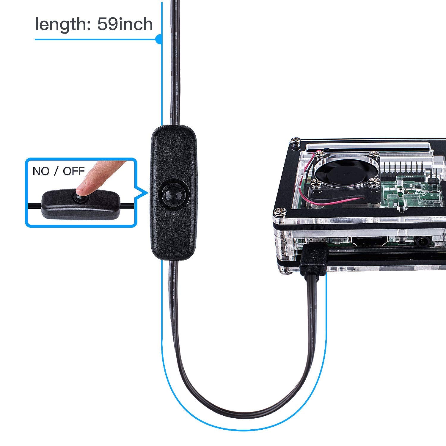 Miuzei Raspberry Pi 3 B+ Case with Fan Cooling Pi 3B Case with 3 Pcs Heat-Sinks 5V 3A Power Supply for Raspberry Pi 3 B+ (B Plus) 3B (No Raspberry Pi Board)