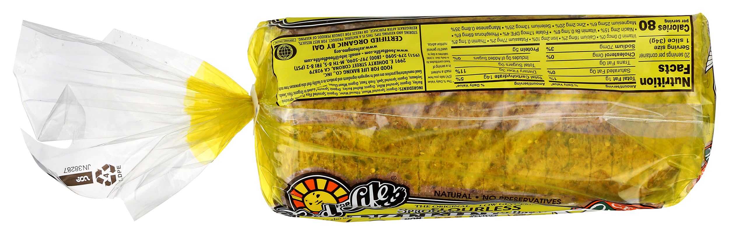 Food For Life Flourless Sprouted Grain Bread, Flax, 24 oz (Frozen)