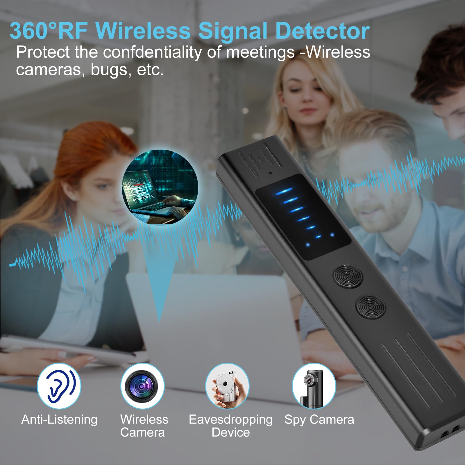 Hidden Camera Detectors, Spy Camera Detector, Hidden Devices Detector, Bug Detector - RF and GPS Tracker Detector, 5 Levels Sensitivity 4 Modes, 25H Working Time