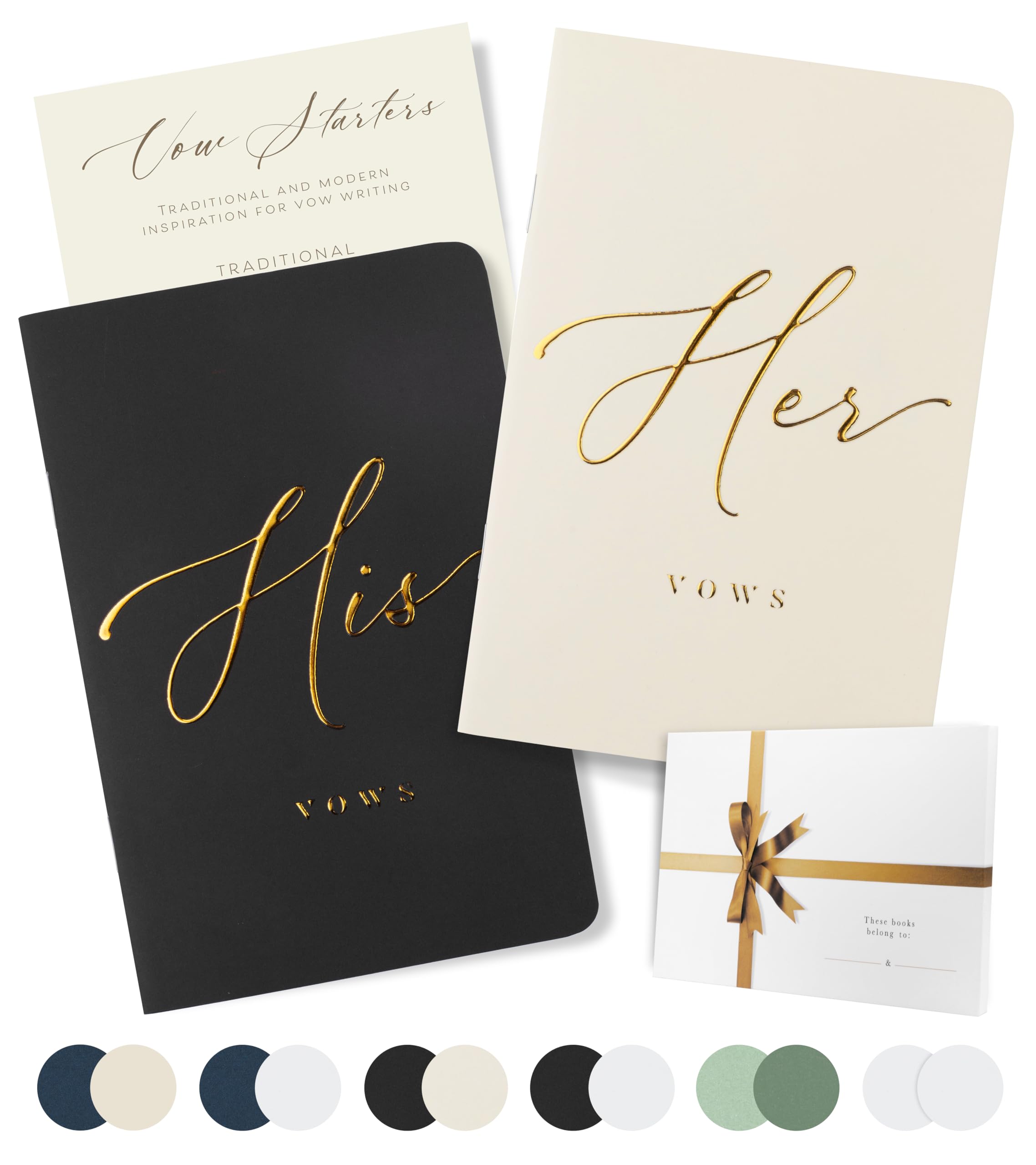 ARTESORI Wedding Vow Book for Her & Him, Soft Touch, Gold Foil Engraving, 28 Lined Pages, Wedding Vow Books His and Hers, Wedding Essentials, Wedding Registry Ideas, His and Hers Gifts [Ivory & Black]