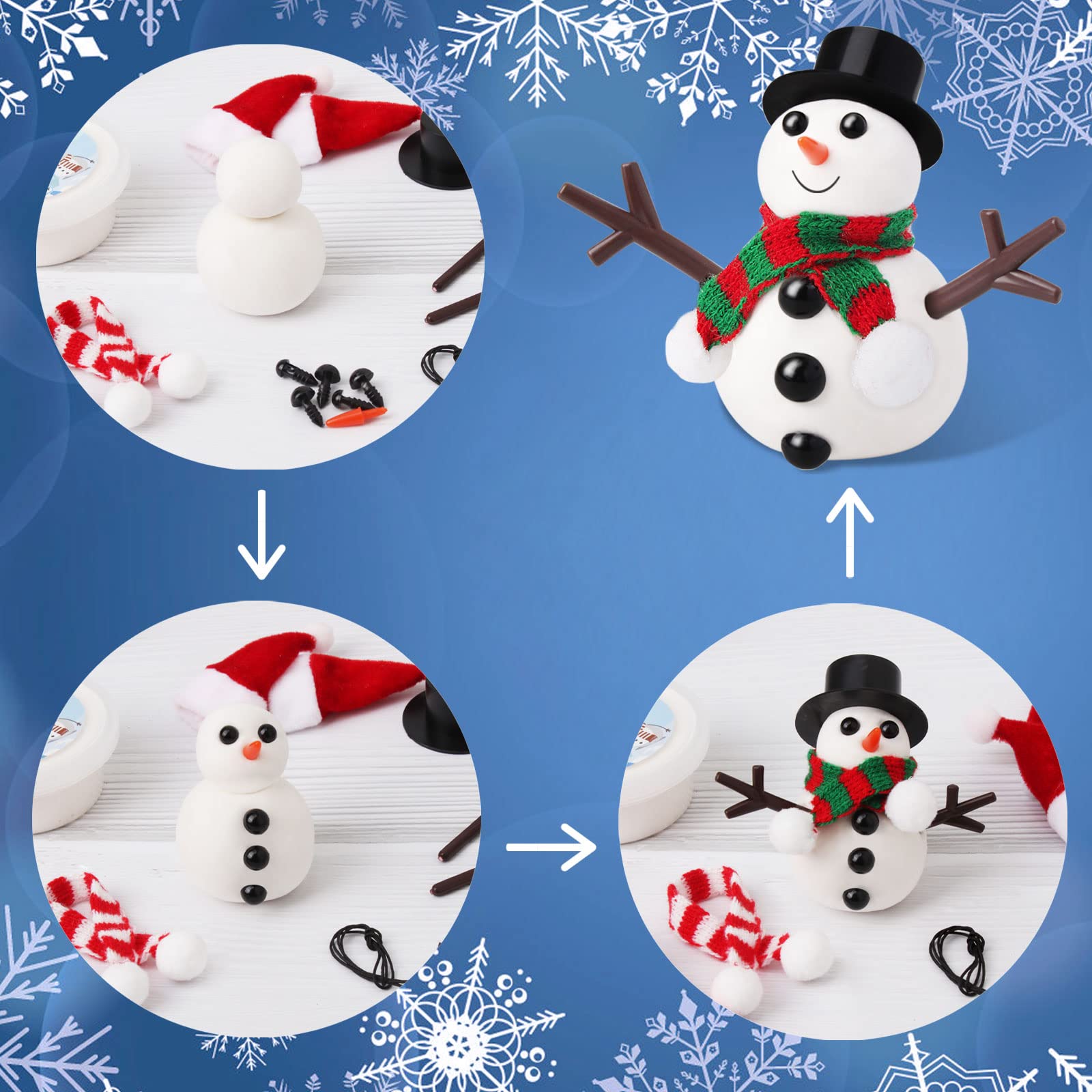 BANBBUR 9 Pack Build a Snowman Kit Snowman Crafts for Kids,Modeling Clay Snowman DIY Kit, Christmas Stocking Stuffers for Kids,Christmas Crafts Xmas Gift