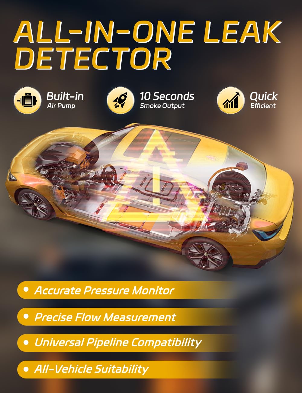 Automotive Vacuum Smoke Diagnostic Tester - 12V DC Smoke Machine Leak Detector Built-in Air Pump