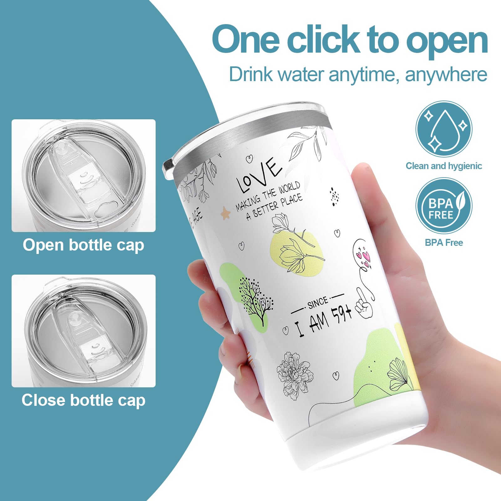 KYZCROTW 60th Birthday Gifts for Women,Tumbler Stainless Steel Vacuum Insulated Tumblers,1964 Birthday Gifts Turning 60,Which 60th Birthday Gifts as Women & Mom& Wife of gifts- Tumbler 20 oz