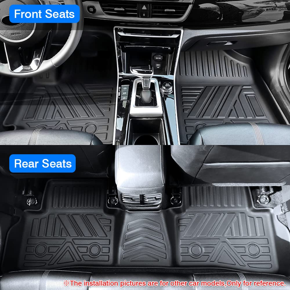 KUST Floor Mats for 2019-2020 Hyundai Santa Fe (5 Passenger Models), for Santa Fe All Weather Floor Mats, TPE Floor Liners, Front Rear 2 Row High Edges, Non-Slip