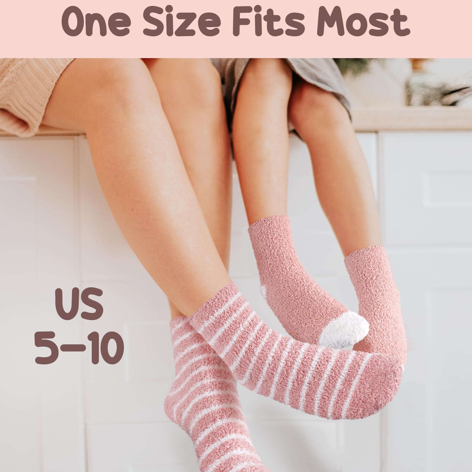 Stocking Stuffers for Women Fuzzy Socks - Christmas Gifts for Women Soft Cozy Cute Pink Fluffy Socks Gifts for Teen Girls Sister Winter Warm Cozy Slipper Gifts for Her Wife Mom Girlfriend Daughter