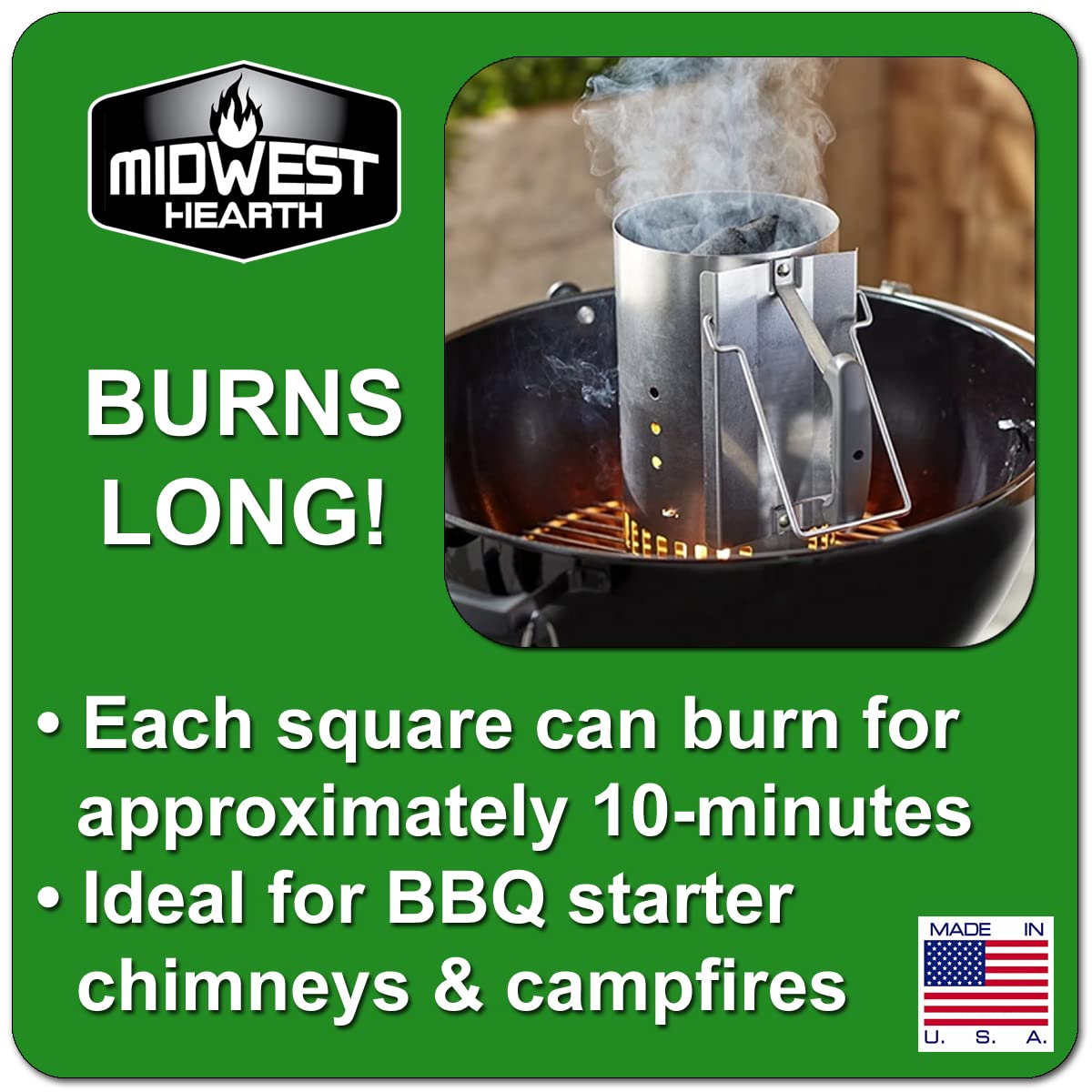 Midwest Hearth Fire Starter Squares Quick-Light (144-count) Made in USA