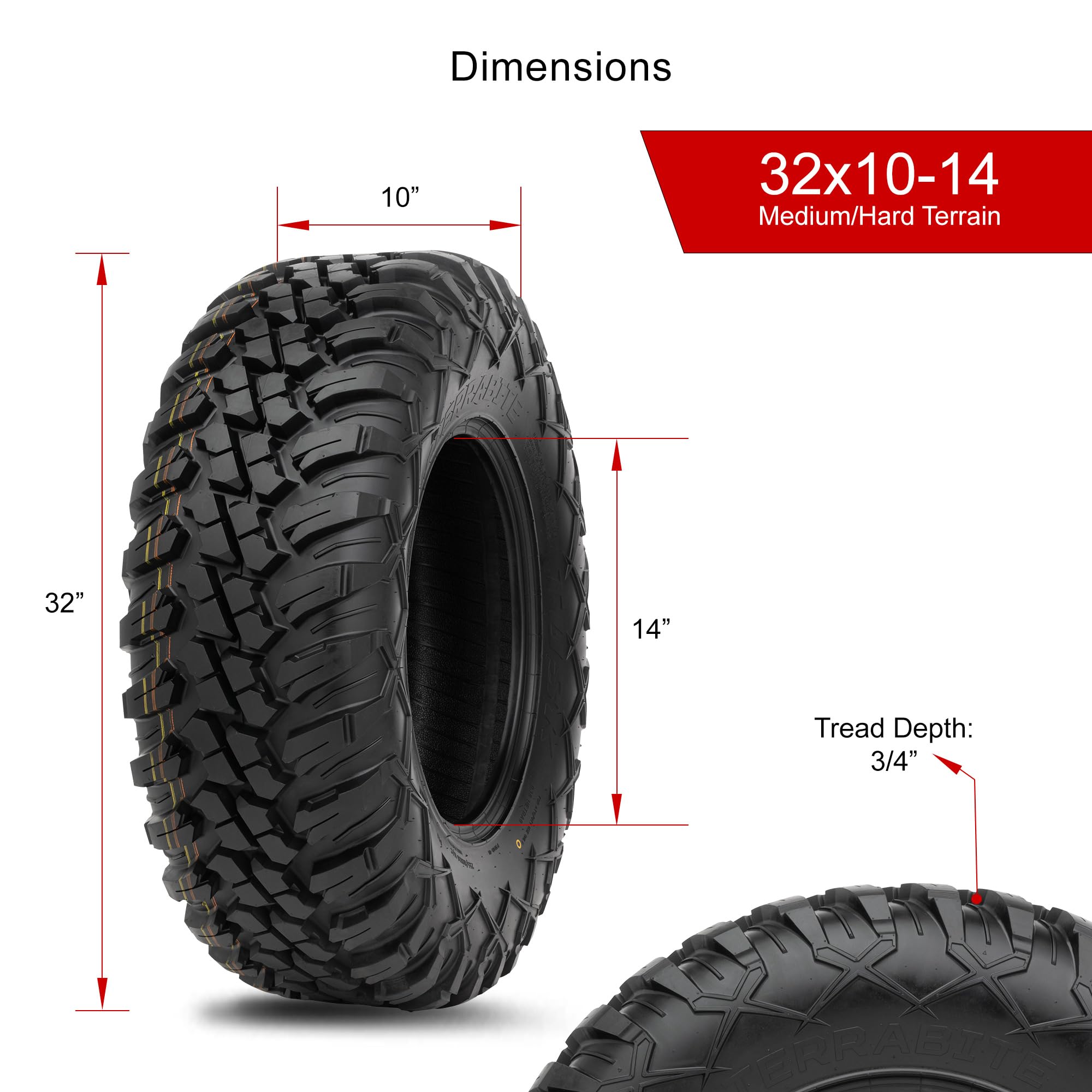 Tusk Terrabite Heavy Duty 8-Ply Radial Tire- 32x10-14