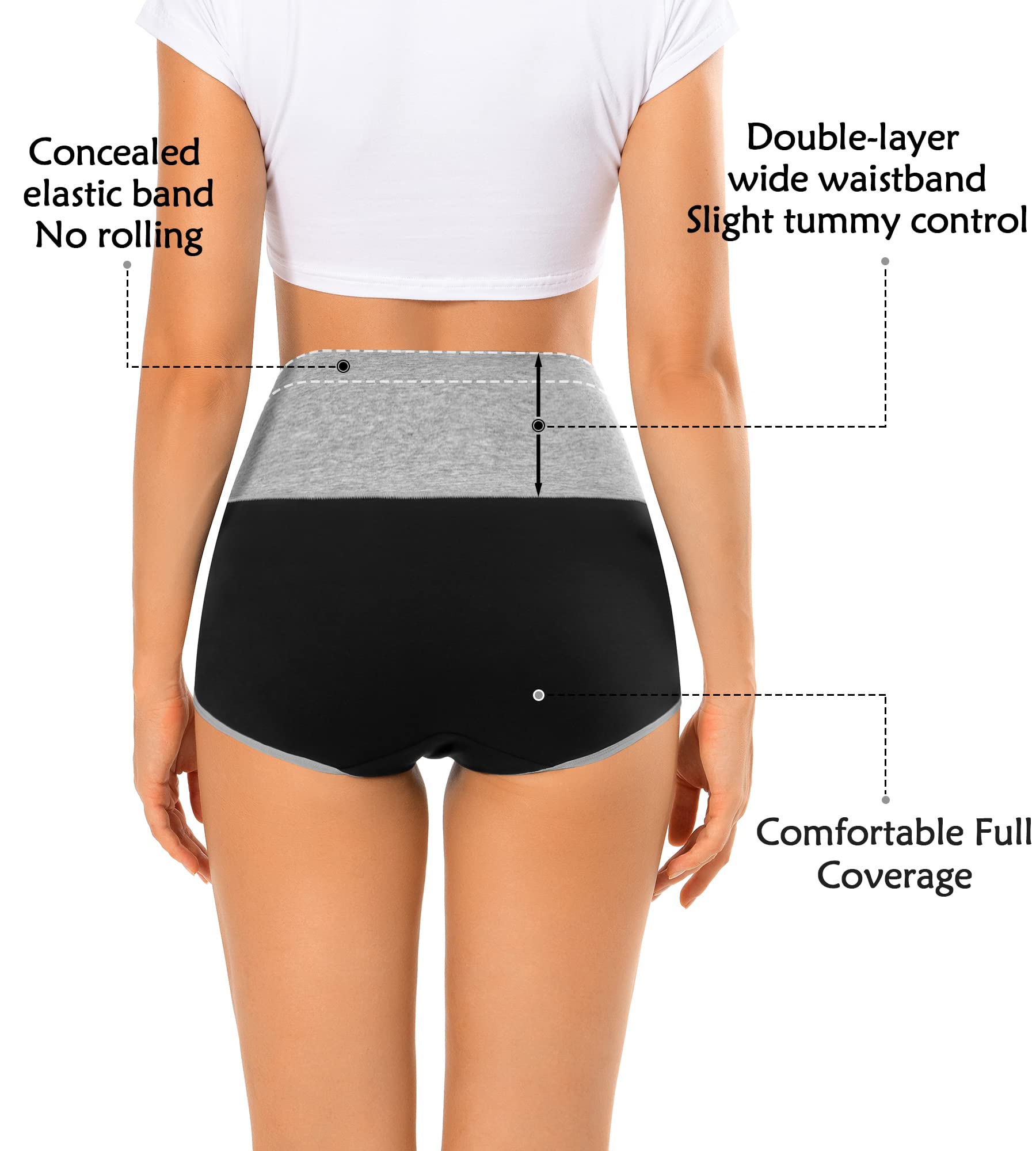 MISSWHO Cotton High Waisted Womens Underwear Tummy Control Postpartum Panties Full Coverage C Section Ladies Briefs 5 Pack Plus Size Large